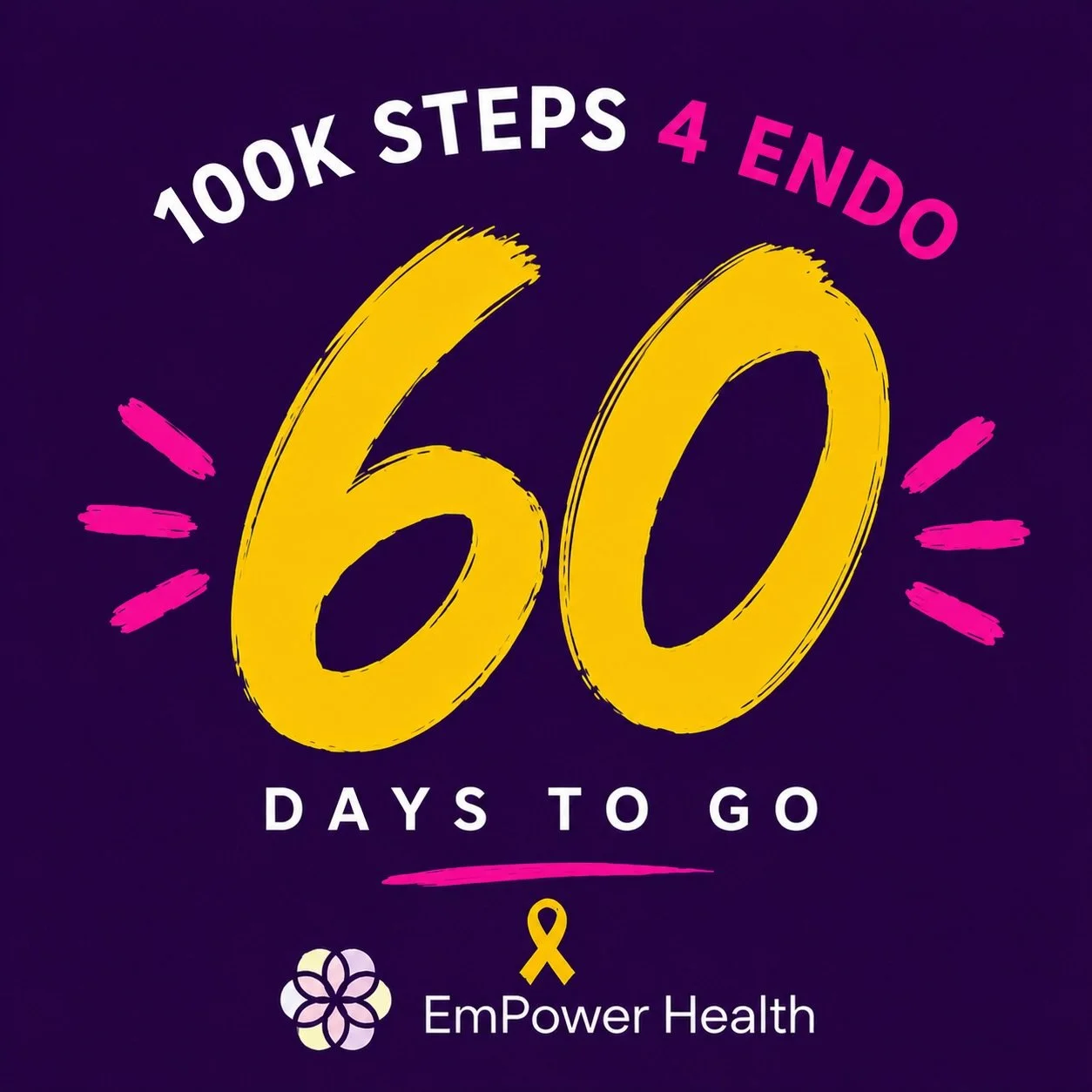 👀 Something big is happening&hellip; T-minus 60 days. 🫣 

@endometriosis.uk 

#100ksteps4endo #empowerhealth #endometriosis #endometriosisawareness #femalehealth