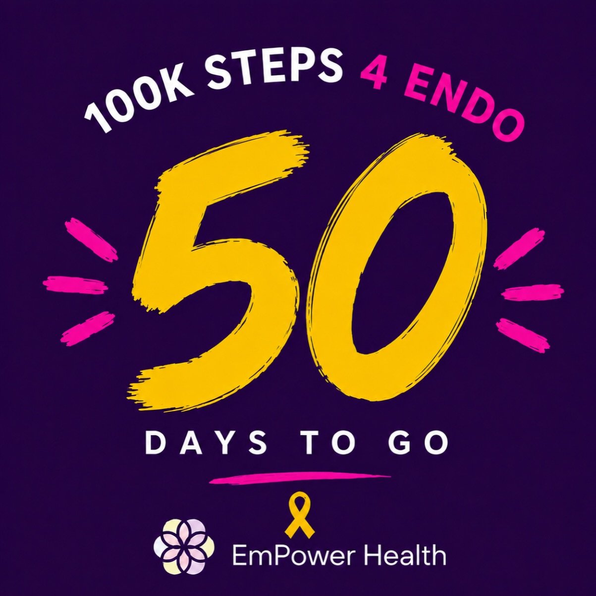T-minus 50 days&hellip;. Until I walk 100,000 steps in 1 day for @endometriosis.uk 💛🩷 

🔗 link to donate in my bio 🫶🏻

#endo #endometriosis #100000steps #femalehealth #womenshealth