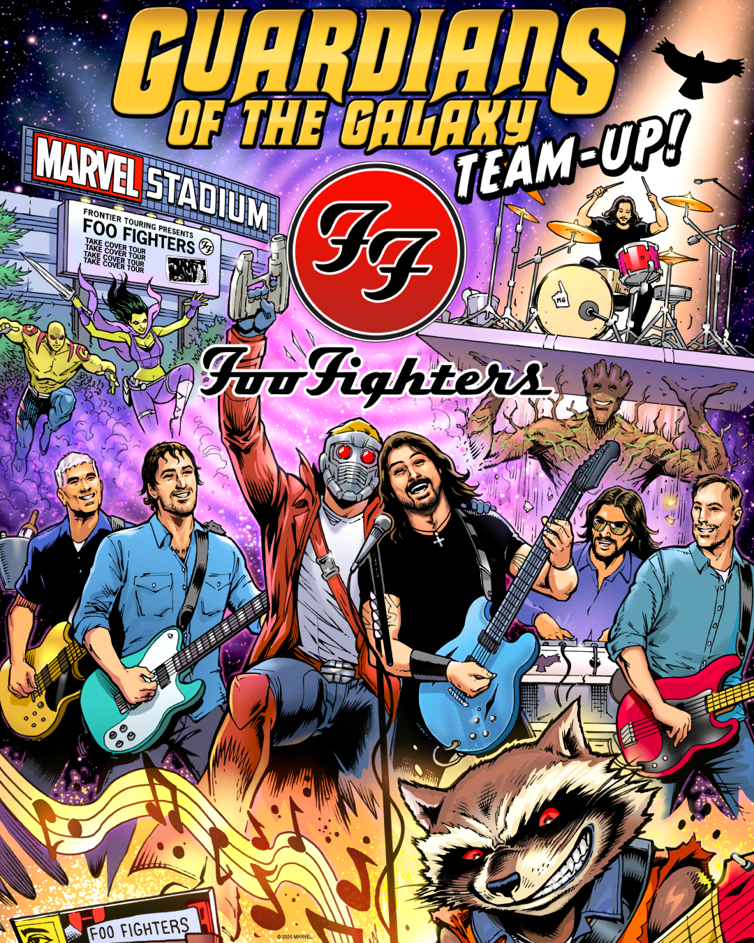 Guardians Of The Galaxy Team-Up with the Foo Fighters for Marvel Stadium