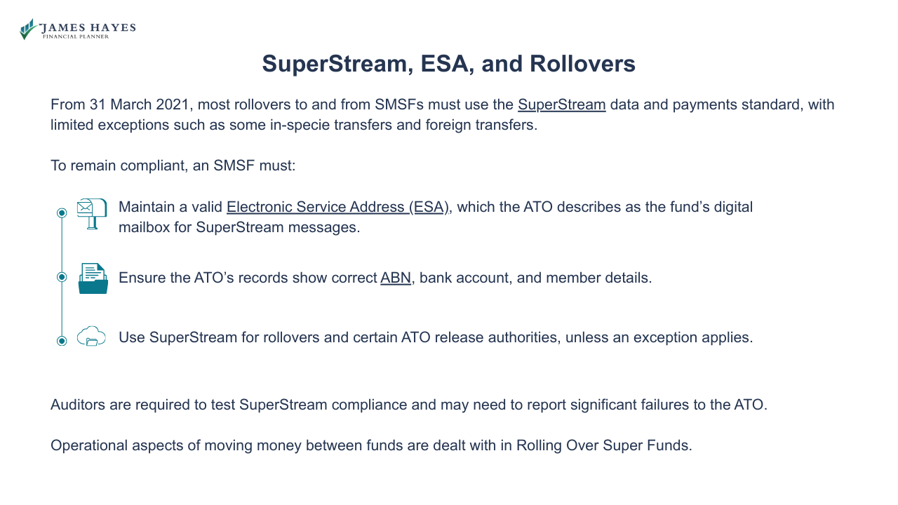SuperStream, ESA, and Rollovers