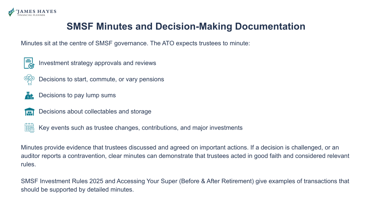 SMSF minutes and decision making documentation