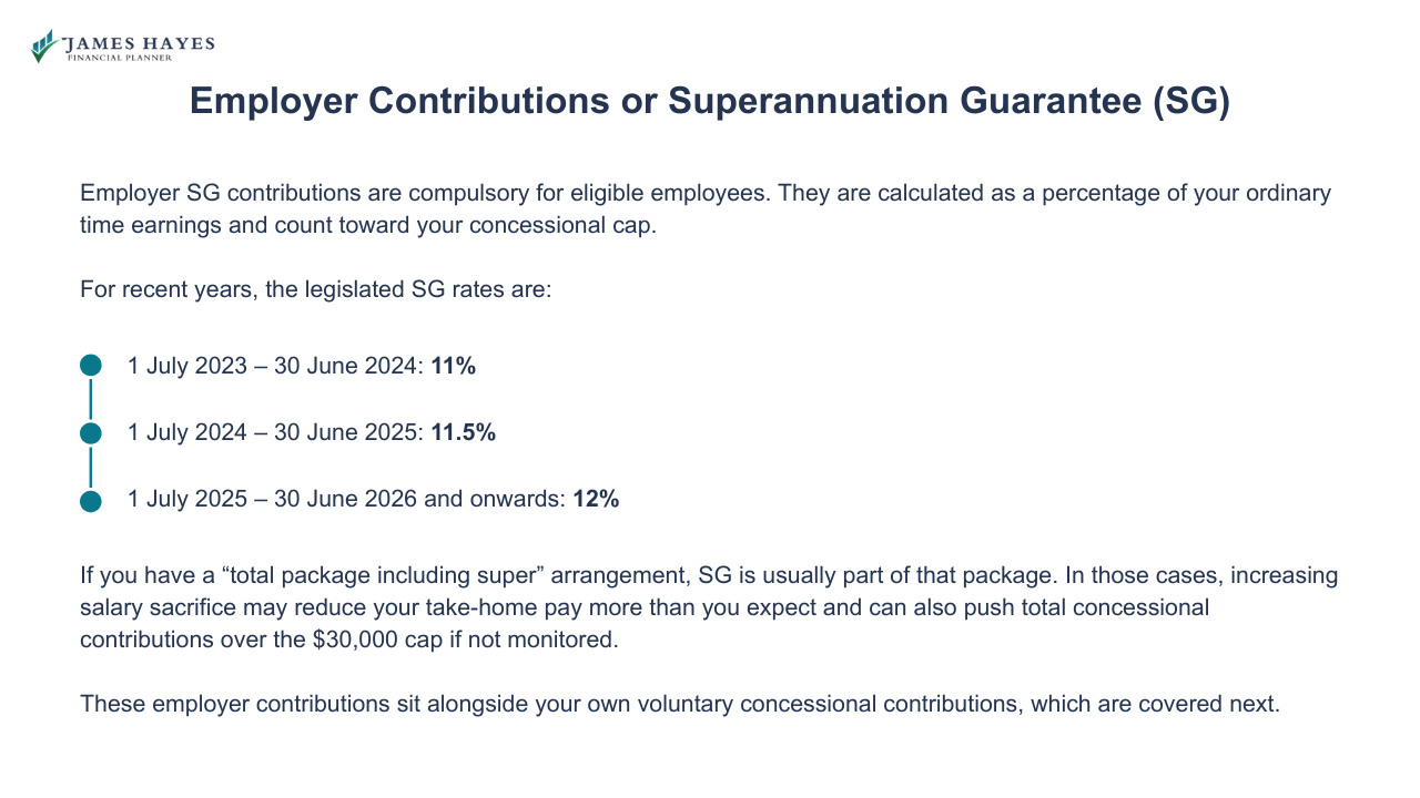 Employer contributions or superannuation guarantee