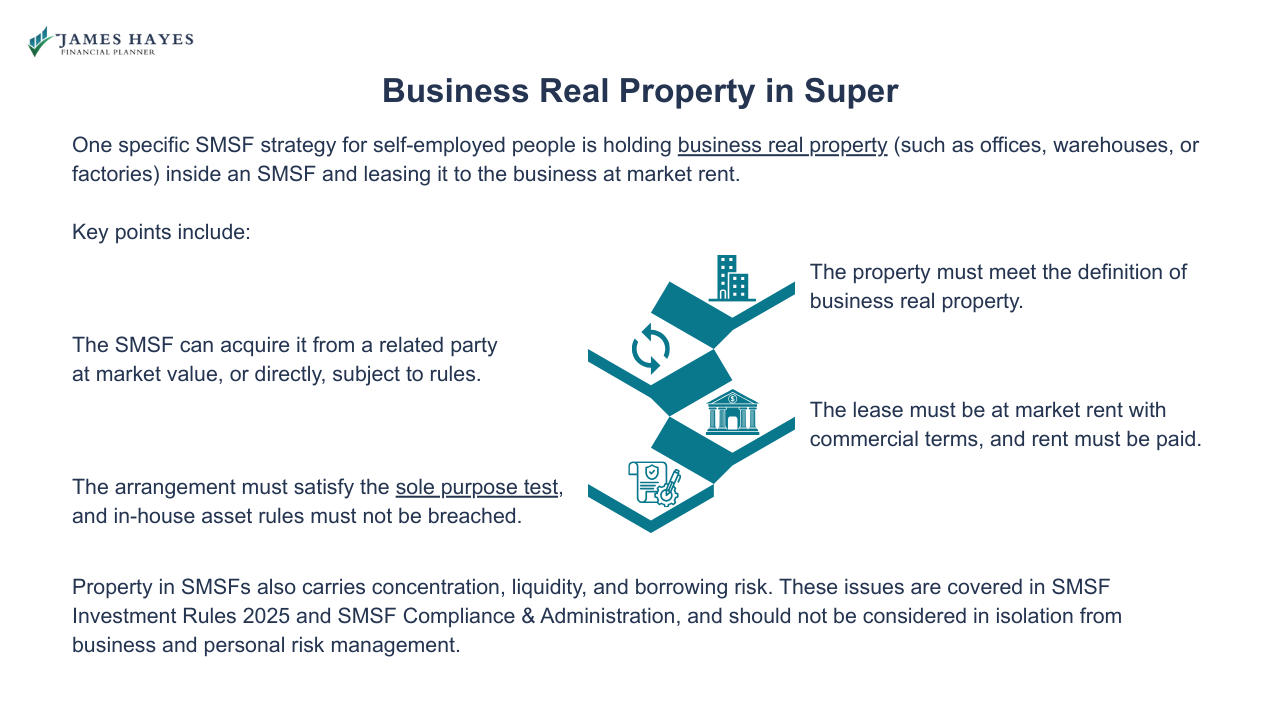 Business real property in super