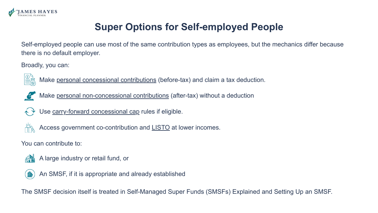 Super options for self employed people