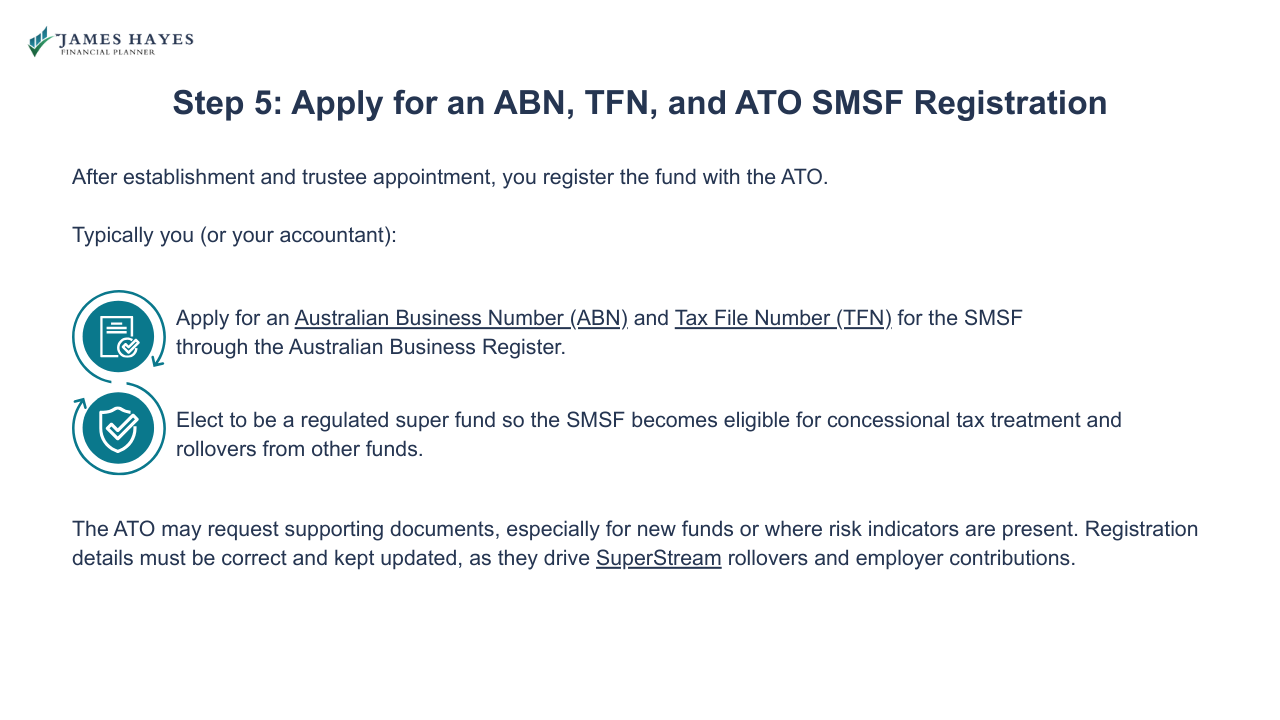 Apply for an ABN, TFN, and ATO SMSF Registration