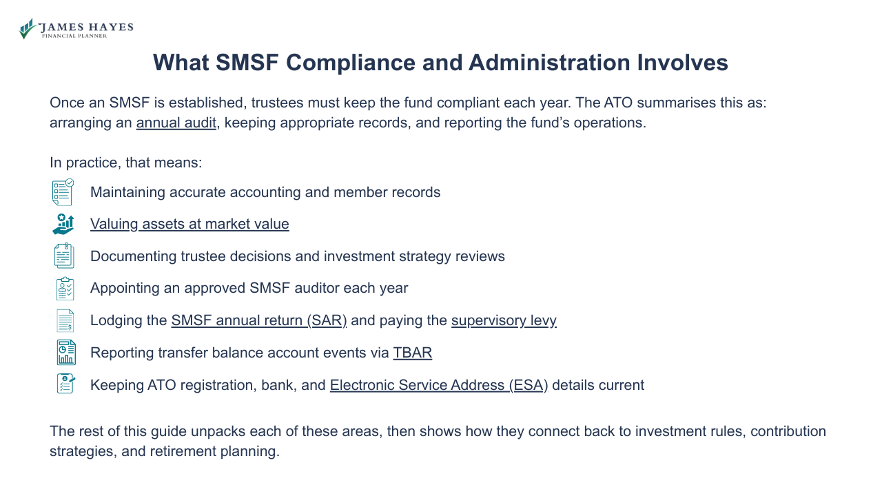 What SMSF compliance and administration involves