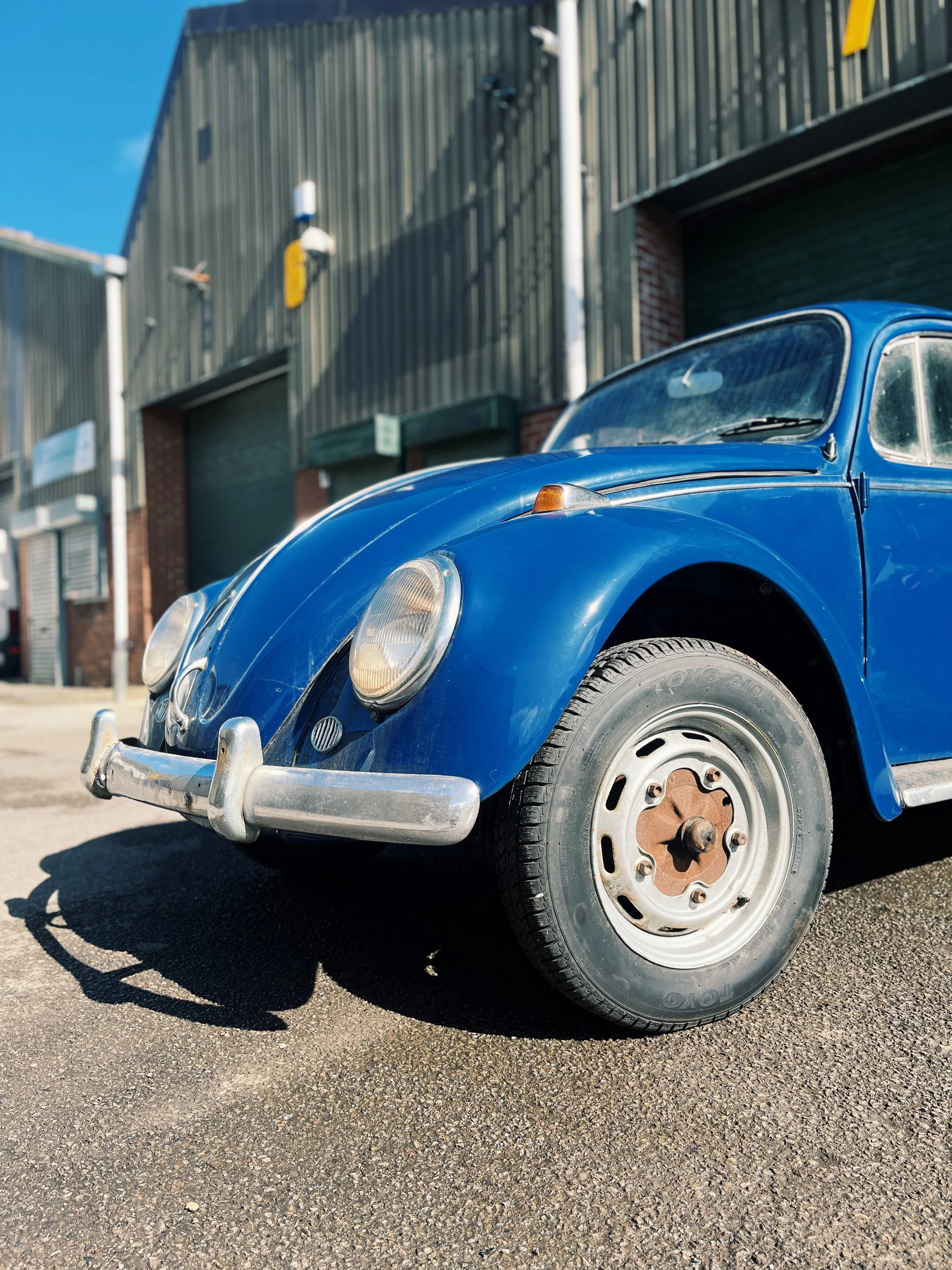 classic vw beetle being serviced at our bristol workshop