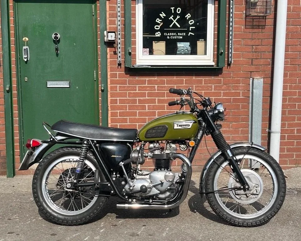 classic triumph 650 twin outside bristol workshop