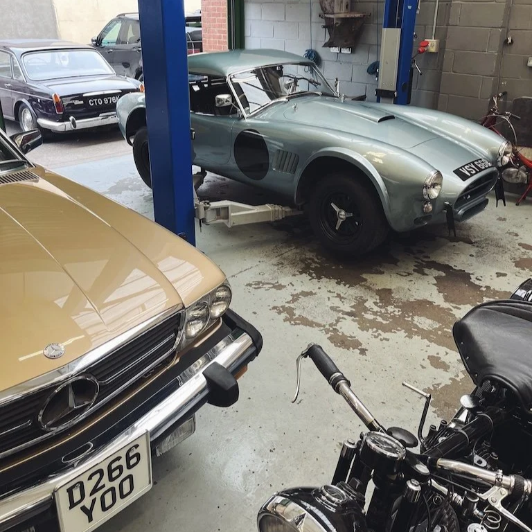 classic cars in our bristol workshop for repairs and servicing