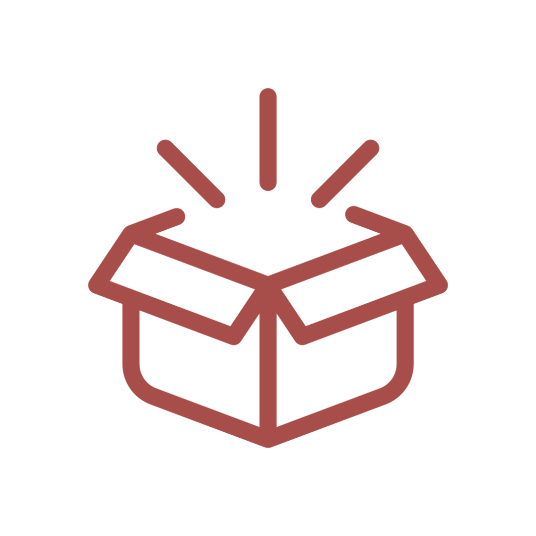 Illustration of an open box with lines indicating surprise or discovery