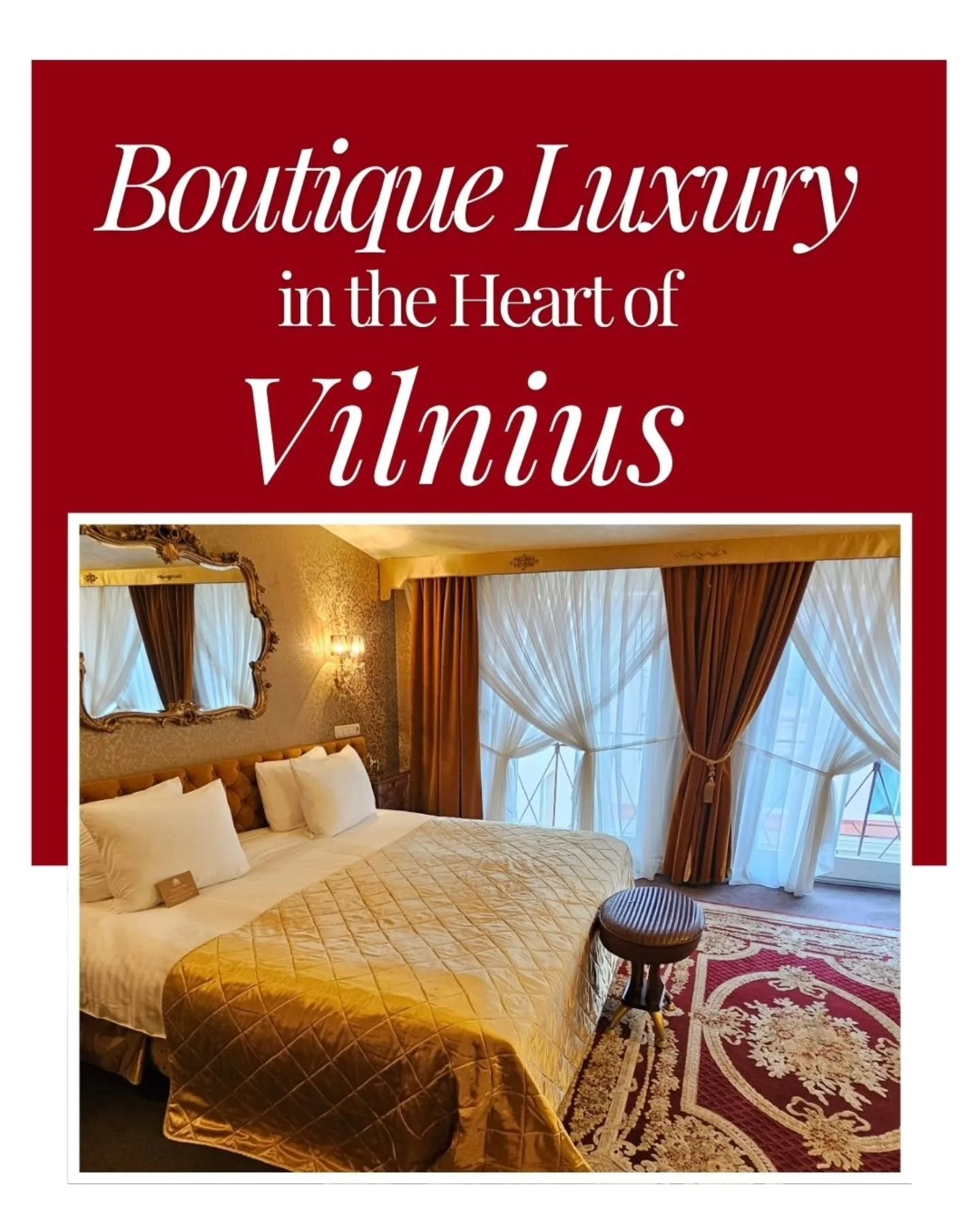 ✨️Step into boutique luxury in the heart of Vilnius, Lithuania 🇱🇹 at the 
📍Imperial Hotel Vilnius. 

✨️From a beautiful suite and a bathroom fit for a queen with a claw-foot bathtub, to a lobby that feels like stepping into a cozy Christmas living
