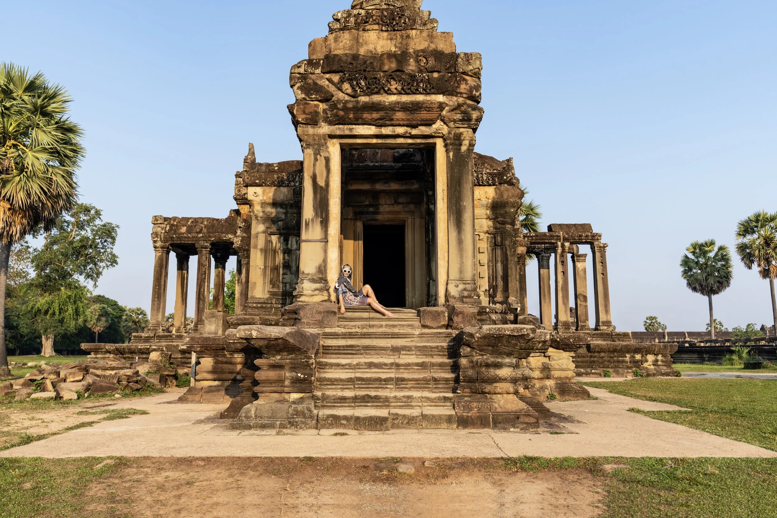 Holly Caputo content creator at ancient temple ruins