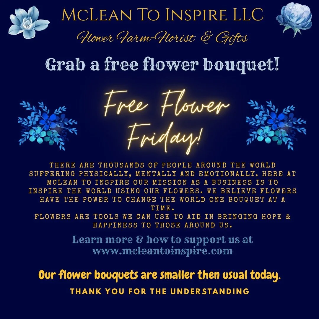 We have FREE MINI BOUQETS in the farmstand today for FREE FLOWER FRIDAY here at the farm.
At the request of our customers we are ALSO offering regular sized flower bouquets FOR SALE today. We have a variety of sizes, colors and styles in the farmsta
