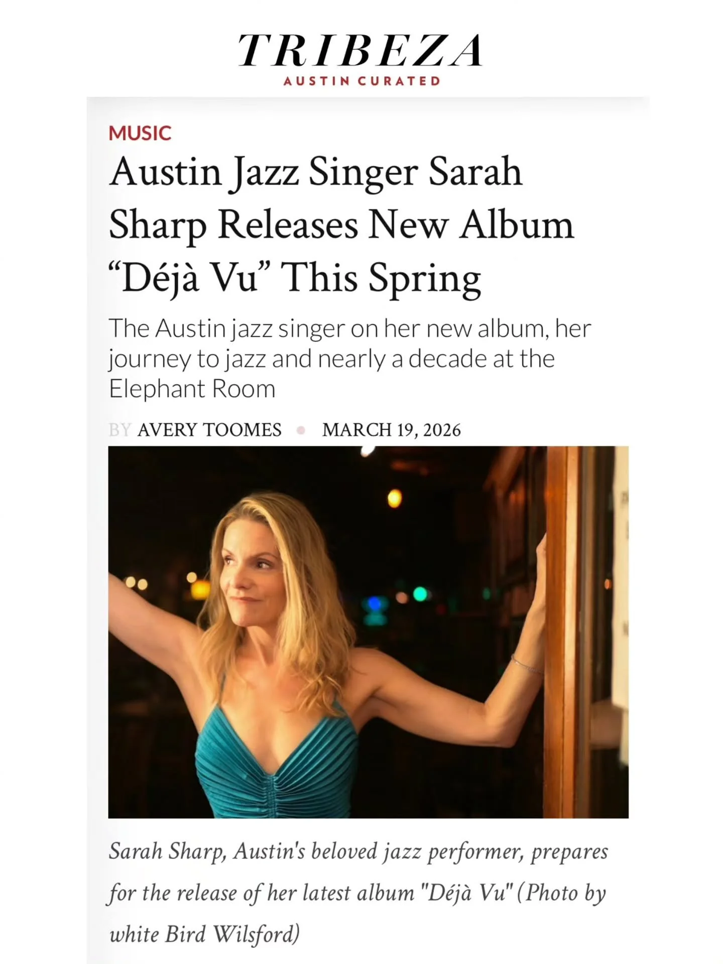 ​I am so honored and delighted to be featured by @tribeza for the release of our upcoming record, "D&eacute;j&agrave; Vu" via @spaceflightrecords ❣️

​We talked about 9 years of Thursdays @elephantroomaustin and the magic of recording in a 