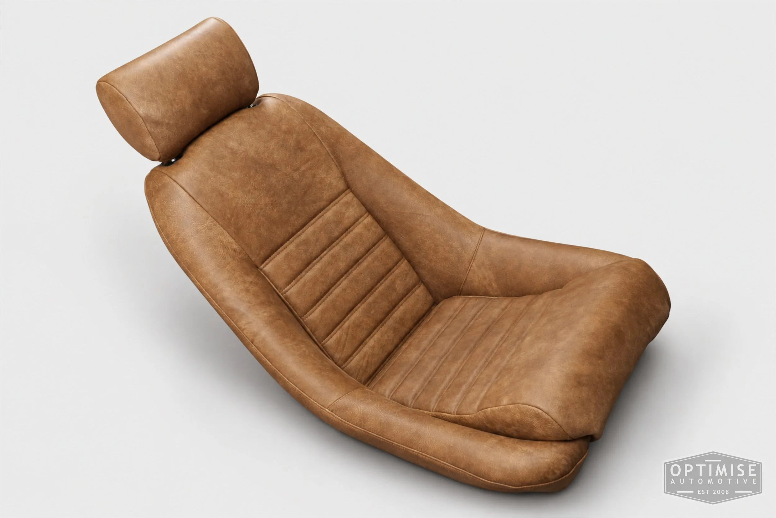 Classic Mini seat retrims featuring Cobra Classic RS front seats and a matching MK5 rear seat, trimmed in Crest Brunel walnut leather.