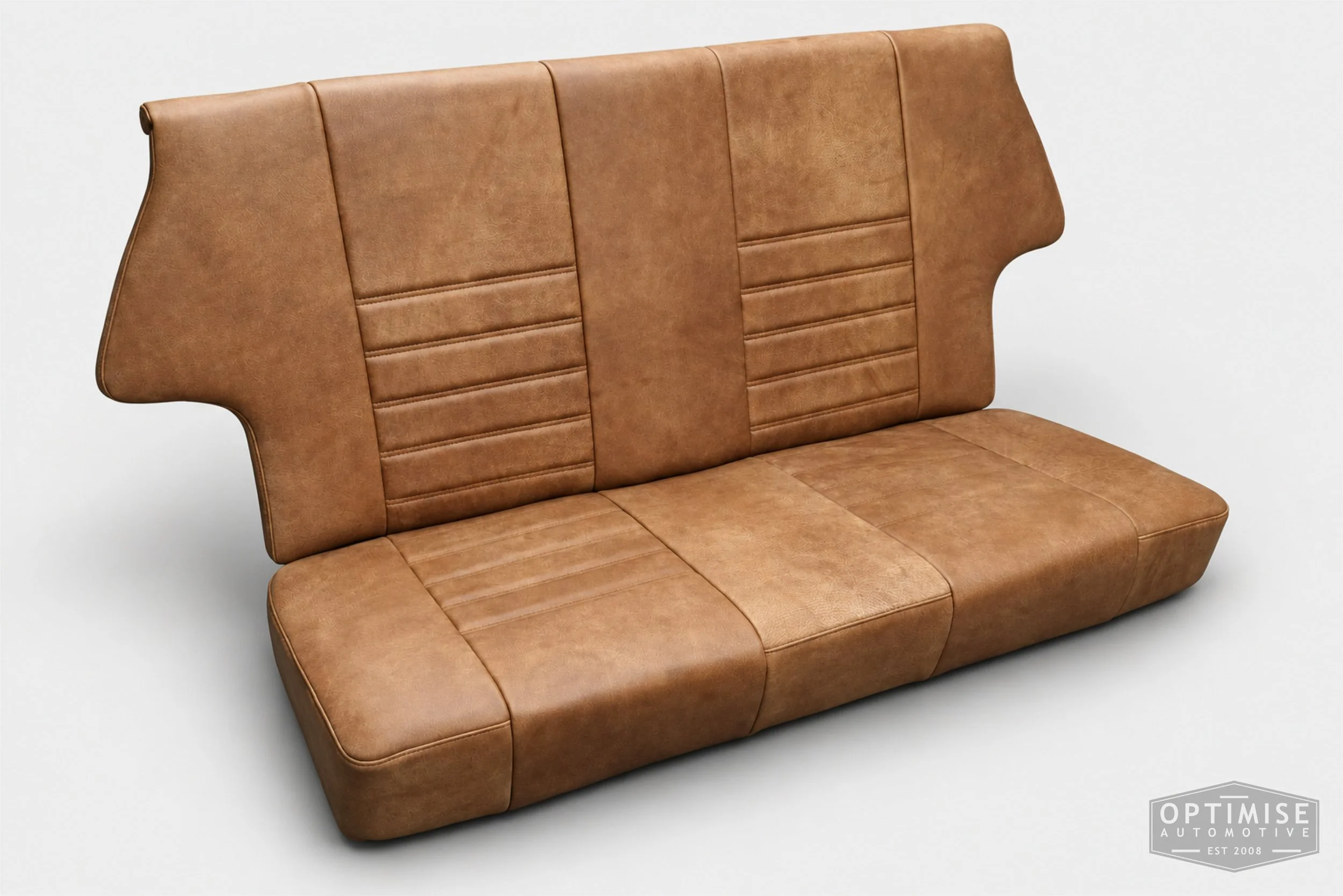 Classic Mini seat retrims featuring Cobra Classic RS front seats and a matching MK5 rear seat, trimmed in Crest Brunel walnut leather.