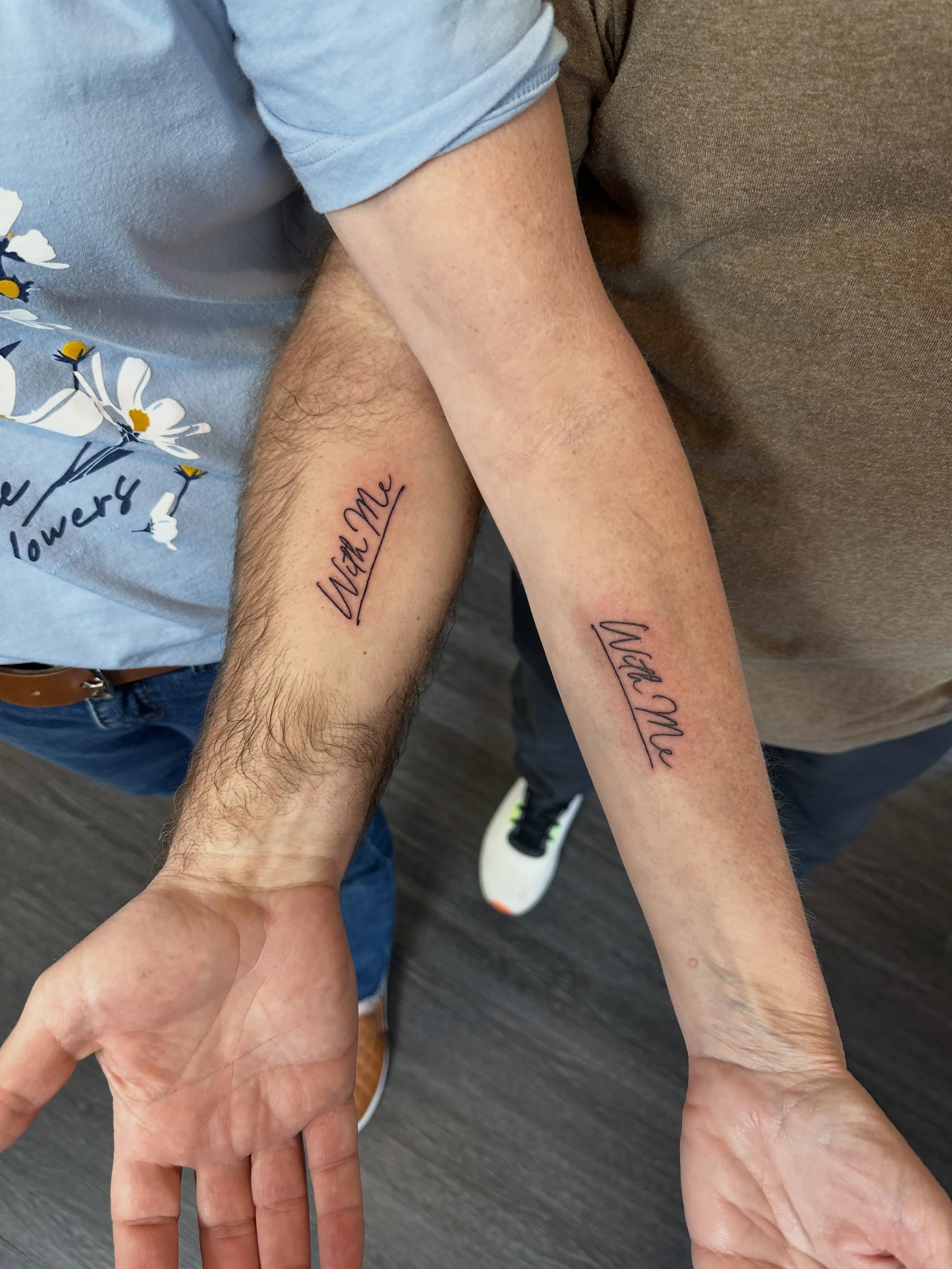 Happy National Tattoo Day!
I never thought I would write a book, or that we would end up with matching tattoos! 

But With Me says it all. 
Our life, together forever. 

#carolynstaffieripoetry #matchingtattoos #husbandandwifetattoos #faithpoetry
