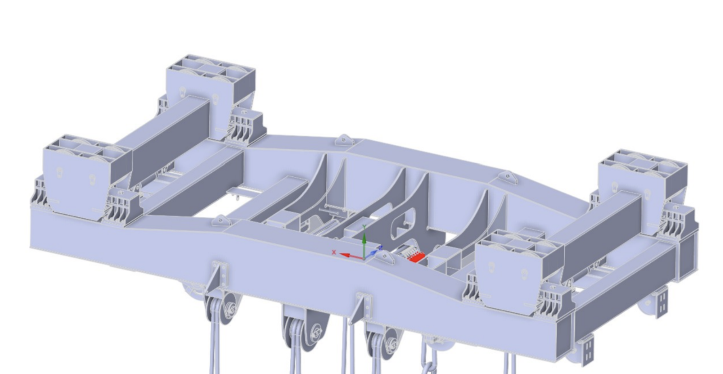 A 3D digital model of a bespoke lifting frame to handle various lifting operations