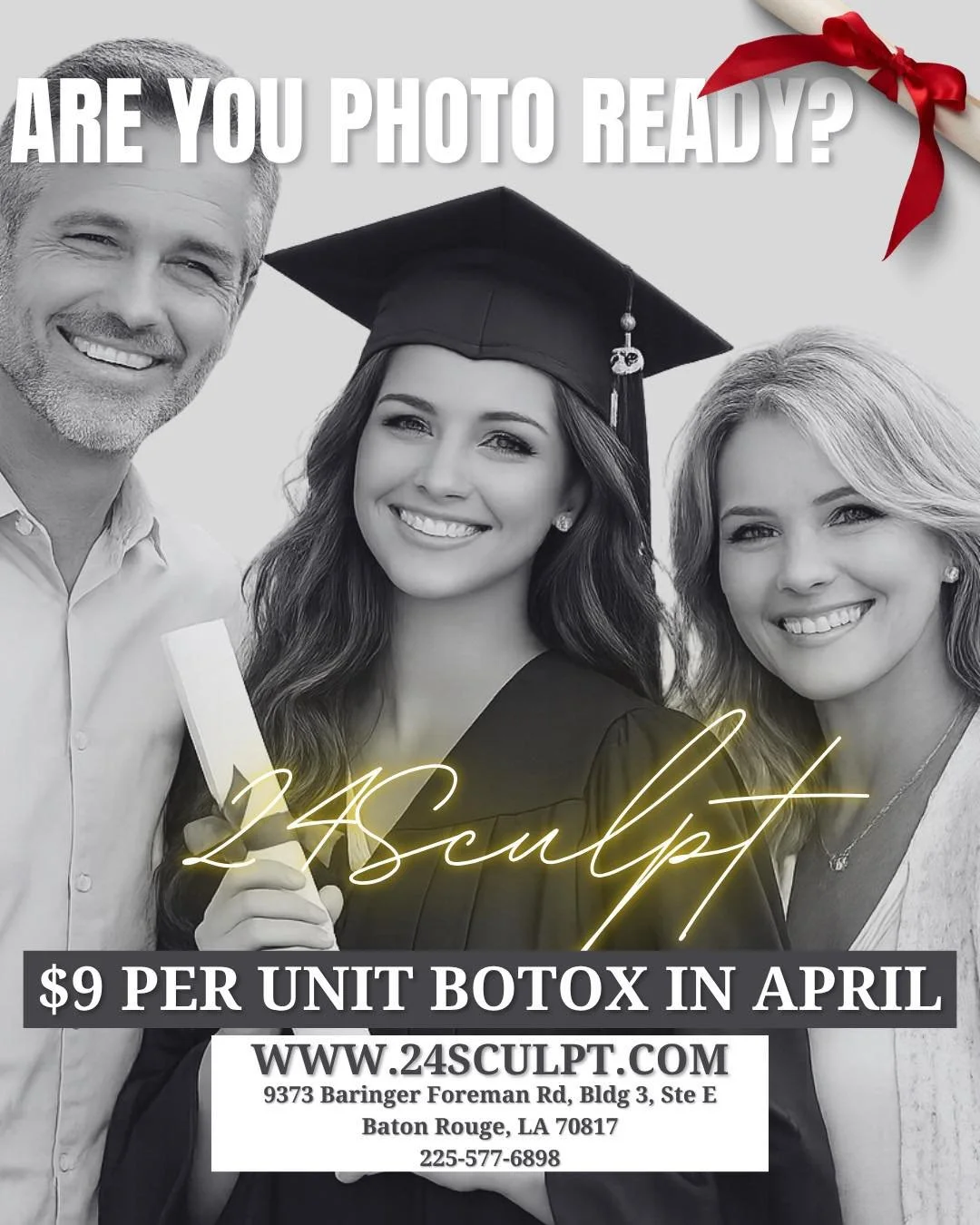 Graduation is forever&mdash;make sure your photos are too 📸✨
Smooth, refreshed, and camera-ready with wrinkle relaxers at 24Sculpt 💉
Natural results so you still look like YOU&hellip; just more confident 💫

Book now &rarr; www.24Sculpt.com

#24Scu