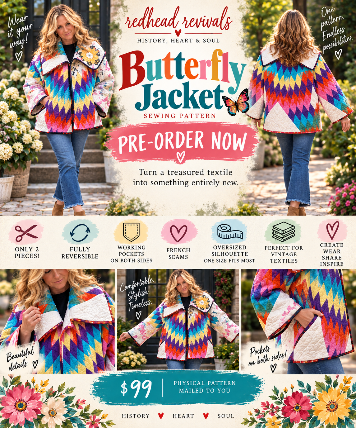 NEW!!!! Butterfly Jacket Pattern - PHYSICAL PATTERN