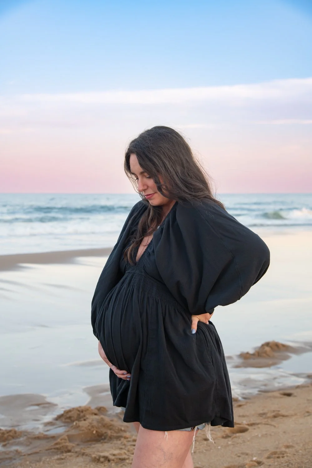 Sunset maternity photo session by Rayne Photography in OC MD