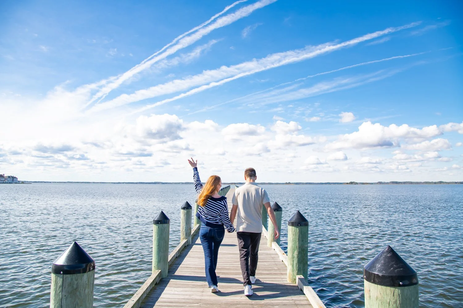 Couples and engagement photography sessions on the pier in Northside park , OC MD by Rayne Photography