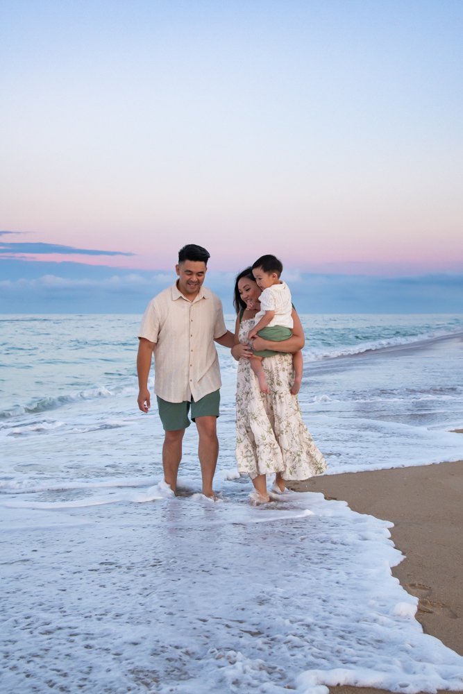 Sunset family photo session on the beach in OC MD