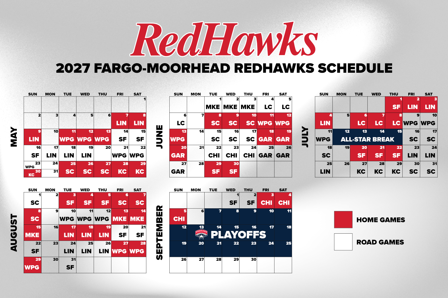 RedHawks announce 2027 schedule