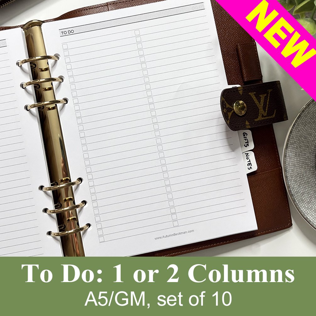 To Do 1 or 2 columns, A5, set of 10