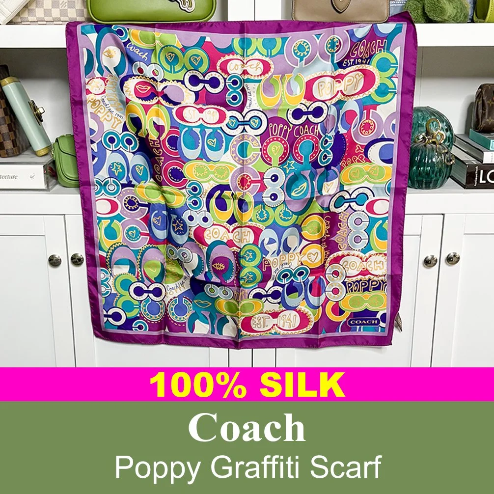 Coach Poppy graffiti scarf