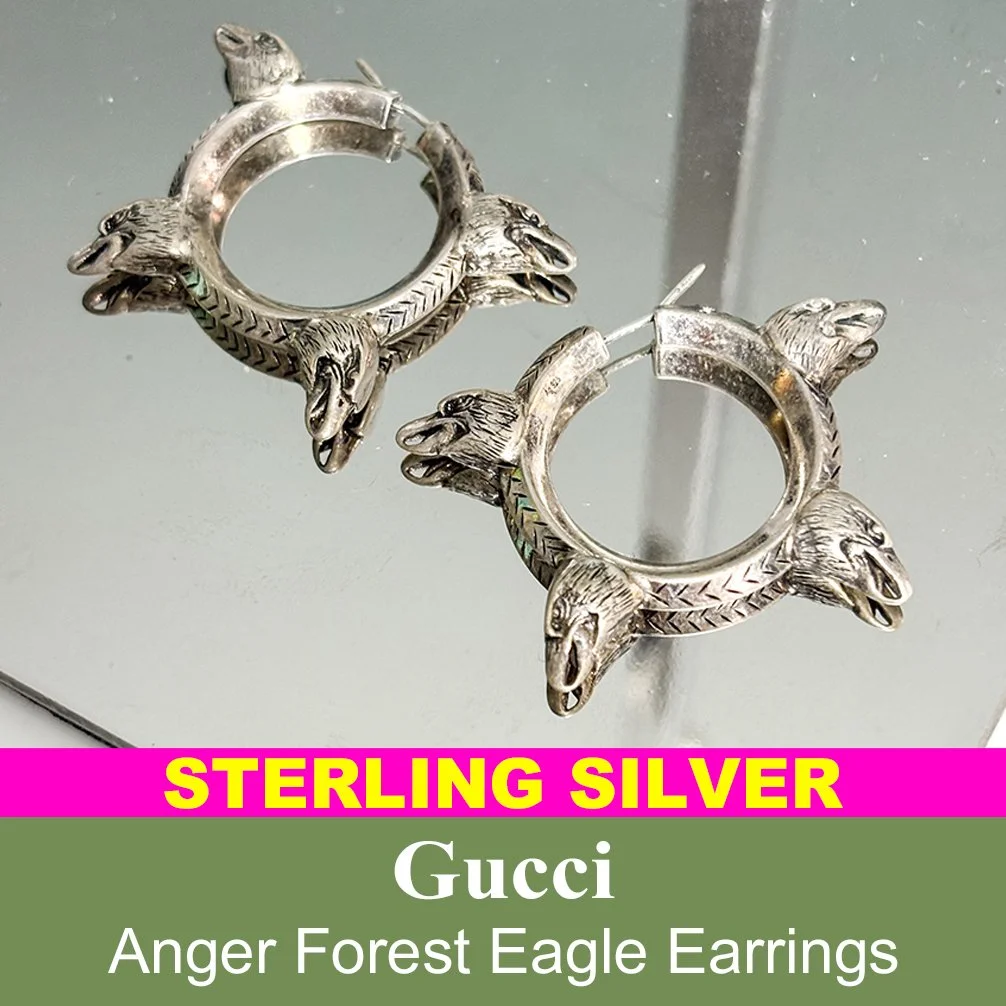 Gucci "Anger Forest" eagle head hoop earrings