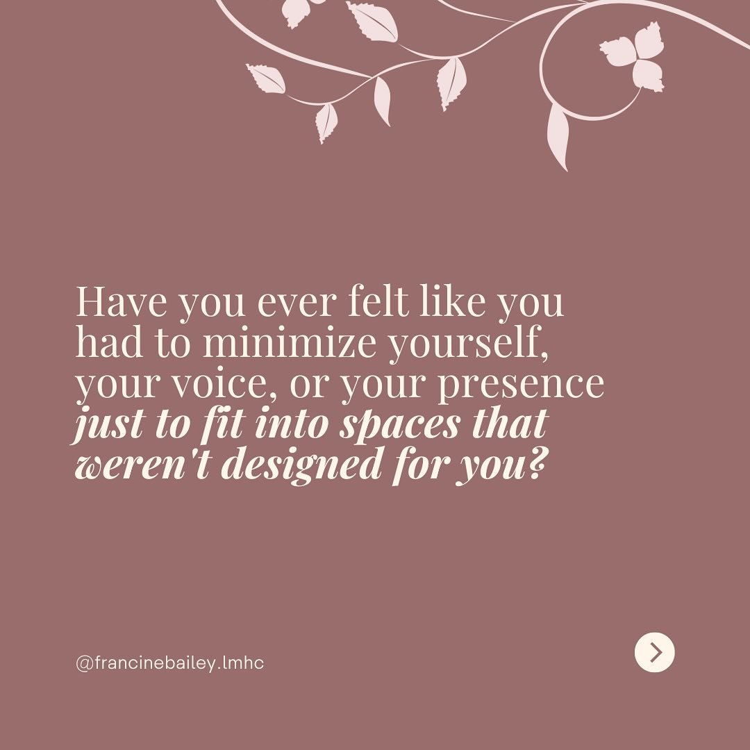 Affirm with me: Today, I stand tall, knowing that my inherent worth is recognized and celebrated wherever I go.

As a therapist of color, I often see the emotional toll that shrinking oneself can take. It can lead to feelings of invisibility, frustra