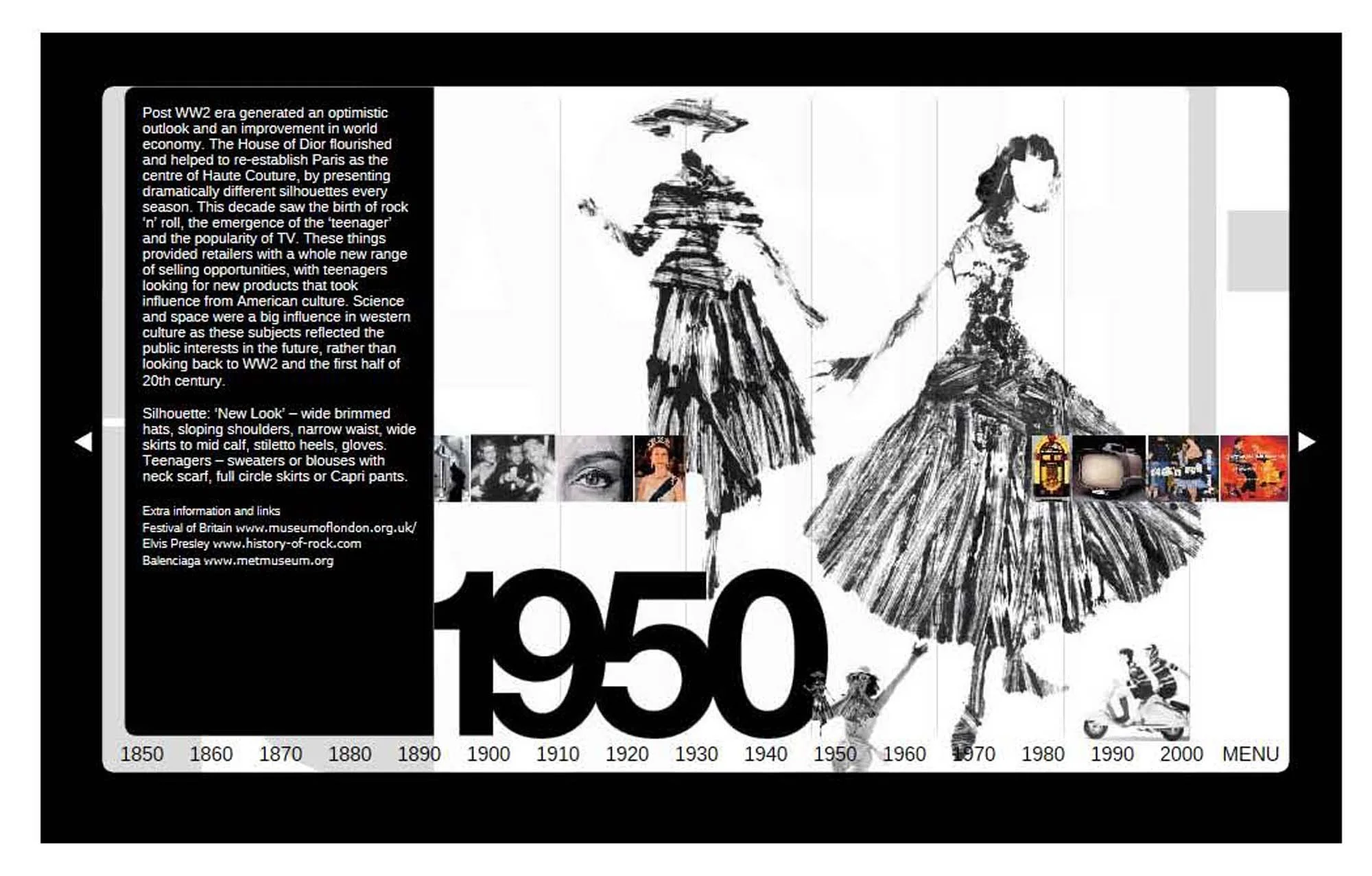 Fashion Lexicon Timeline - 1950