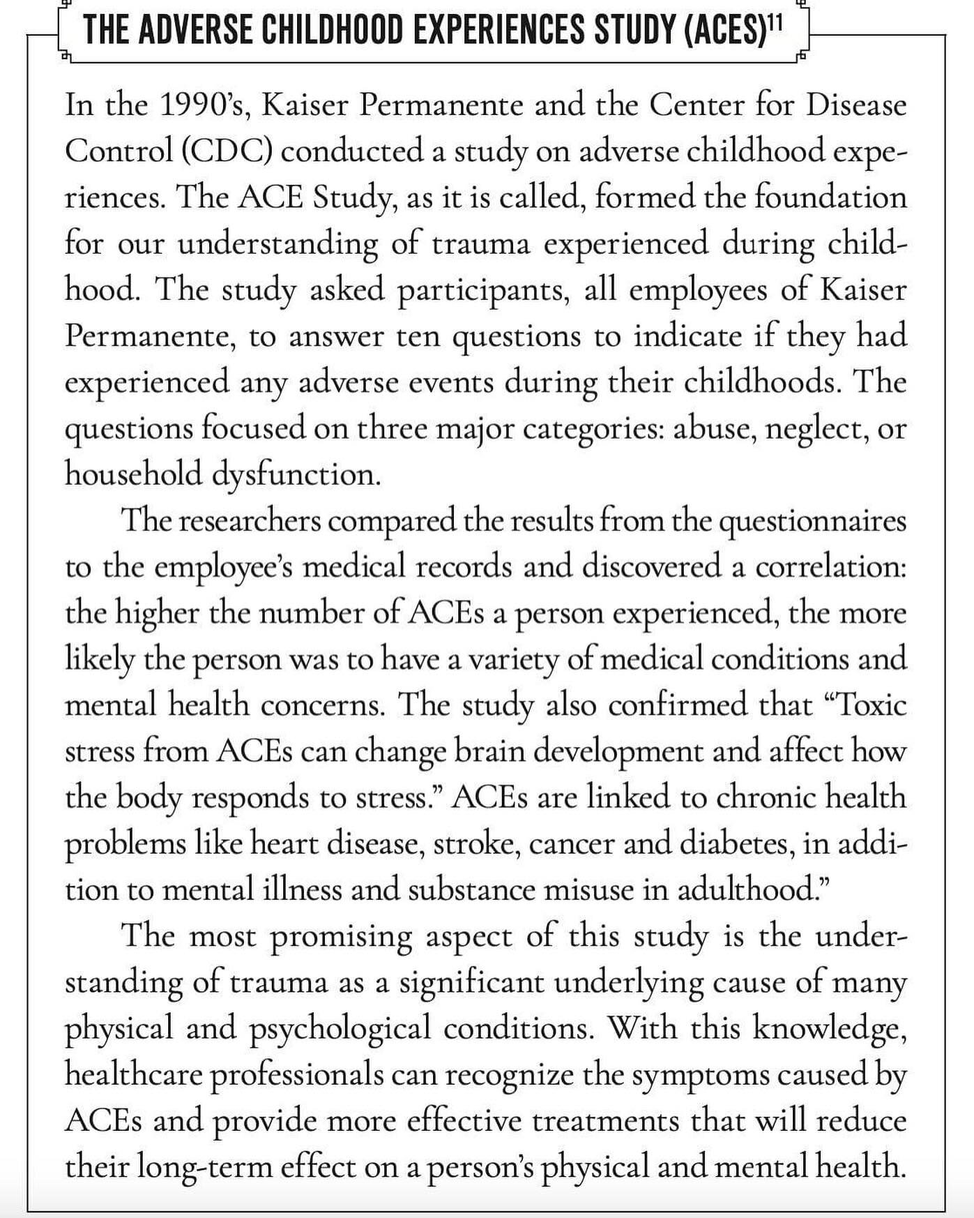 Have you heard about the ACE Study?

The CDC&rsquo;s Adverse Childhood Experiences Study (ACE Study) uncovered a stunning link between childhood trauma and the chronic diseases people develop as adults, as well as social and emotional problems. This 