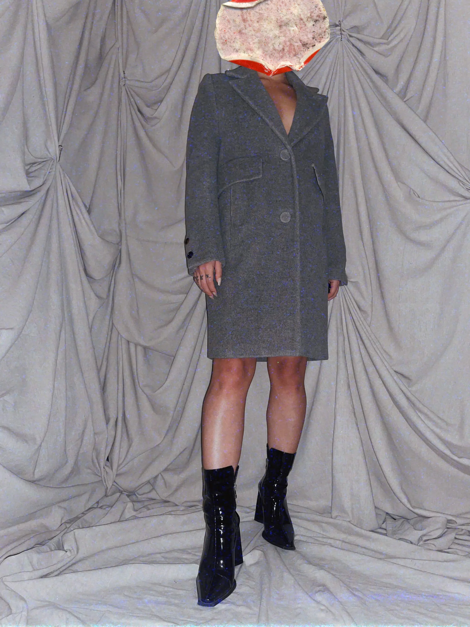 6 Special Memory in Seoul with Mom Wool Coat - grey gray womens tailored outwear midi mid wool coat boxy box cut - ennis process artist ego death estate sale fashion style consignment thrifting.jpg