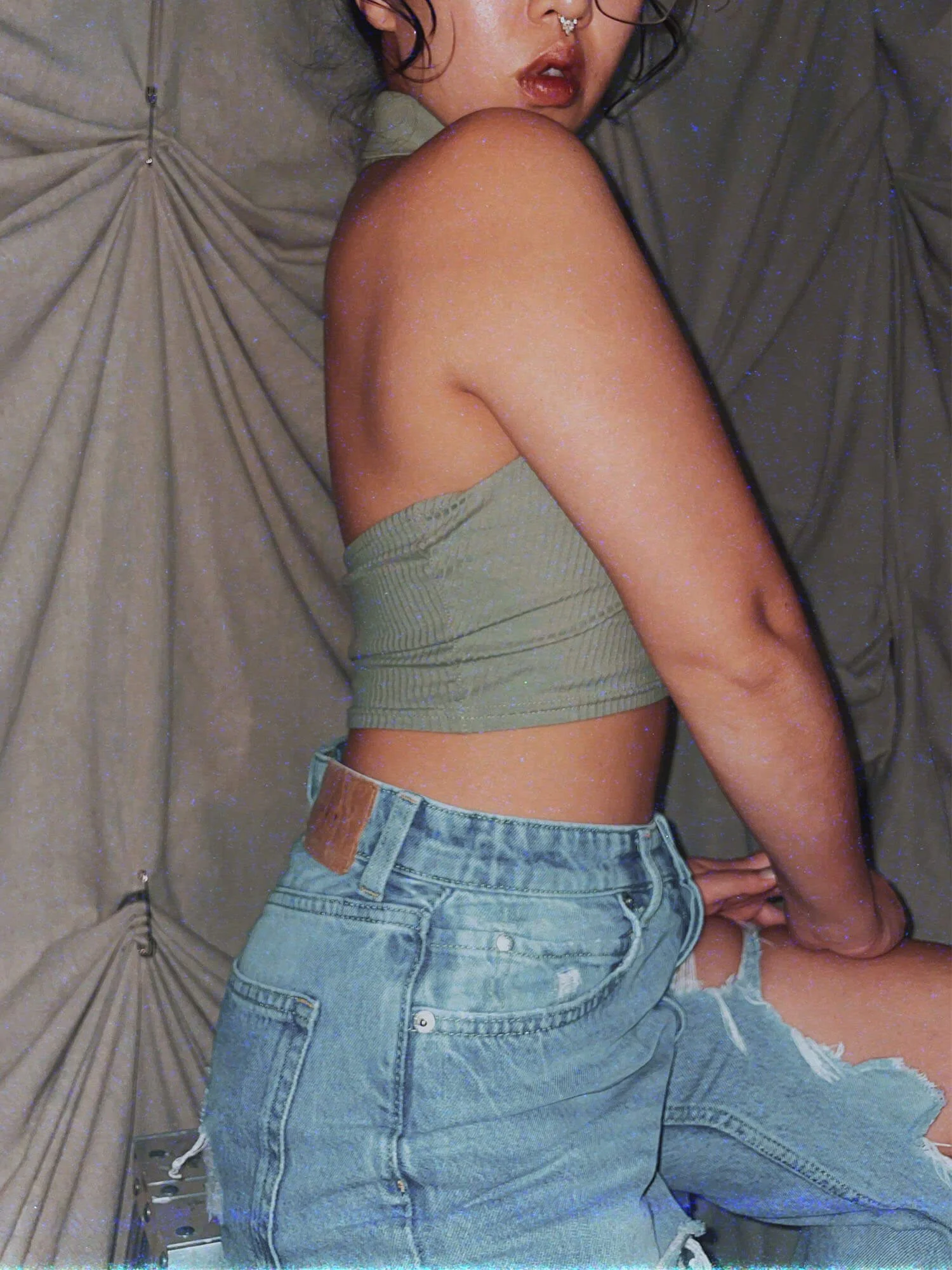 2 pistachio polo - womens green halter polo crop top tank shirt sleeveless vneck collar - ennis process artist ego death estate sale fashion style consignment thrifting.jpg