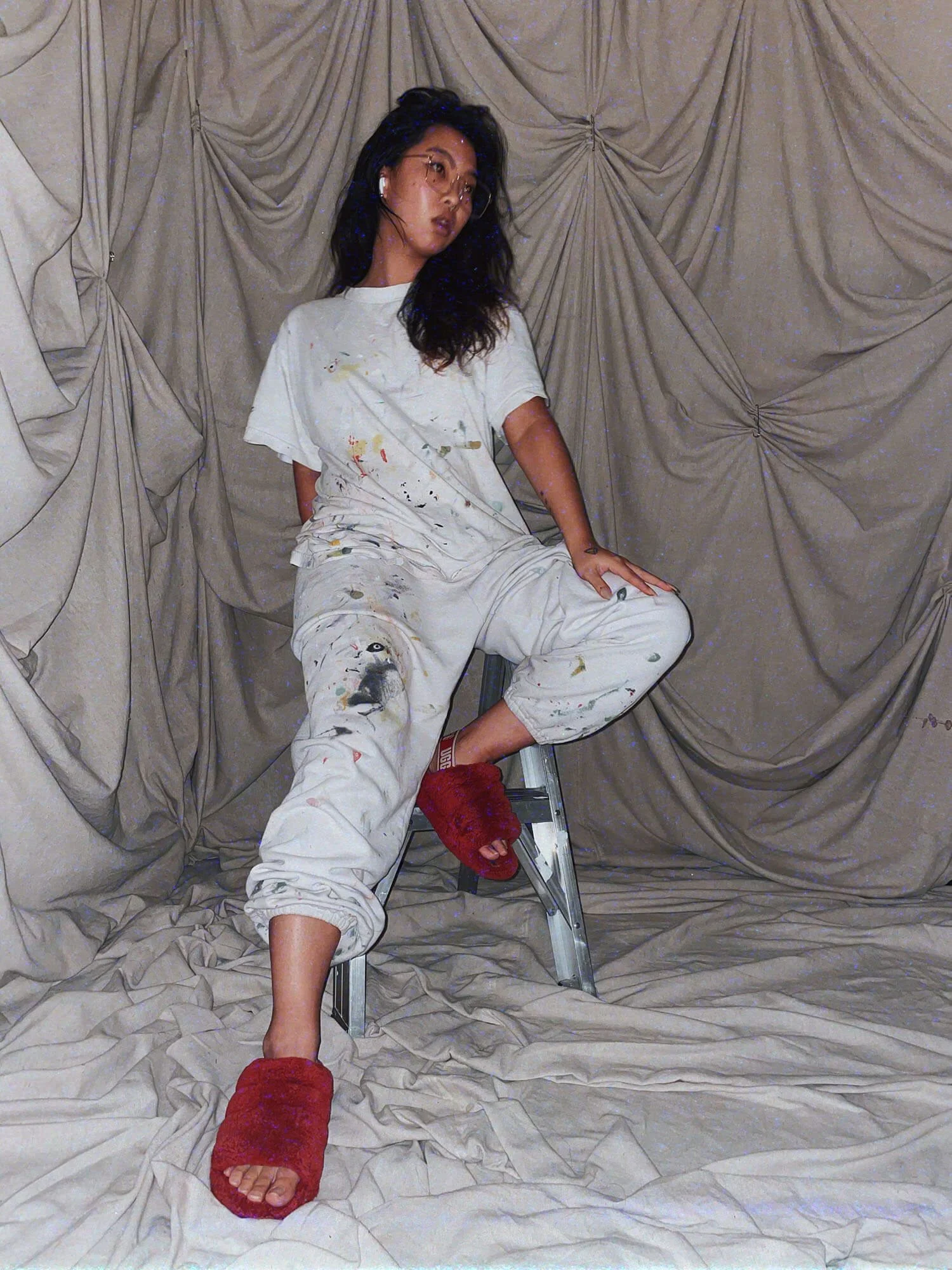 7 nepo baby artist uniform - unisex white tshirt sweat pants paint splattered stained unique - ennis process artist ego death estate sale fashion style consignment thrifting.jpg