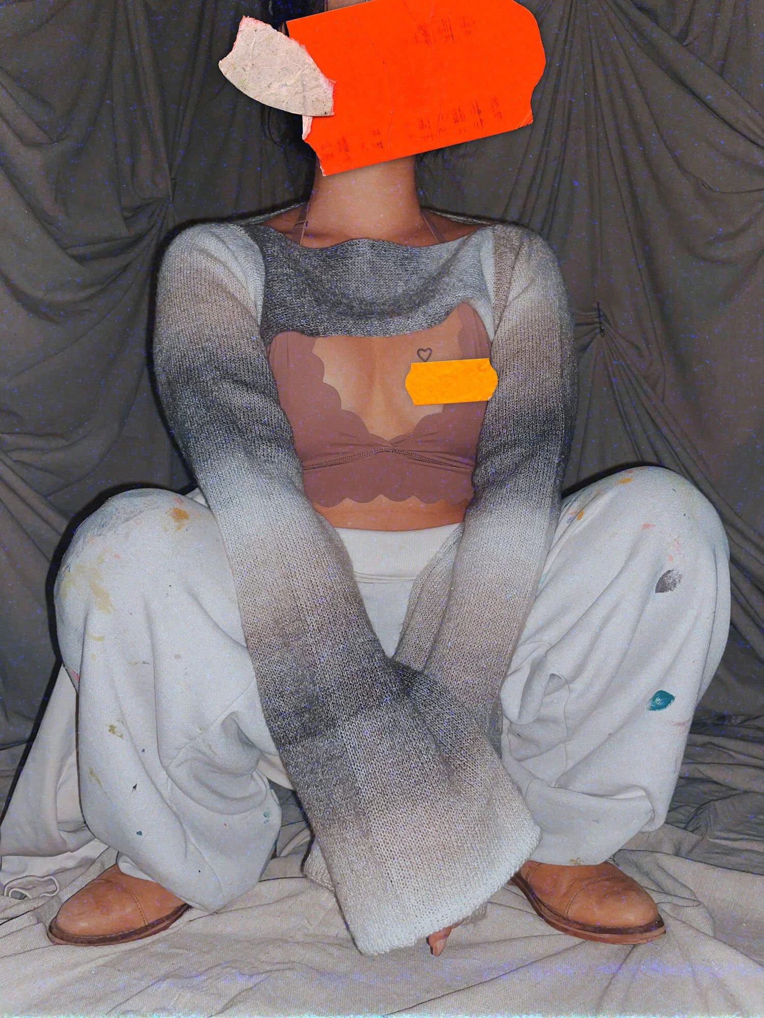 2 Tabby Cat Sleeves - Super crop top long sleeve sweater grey purple white gradient - ennis process artist ego death estate sale fashion style consignment thrifting.jpg