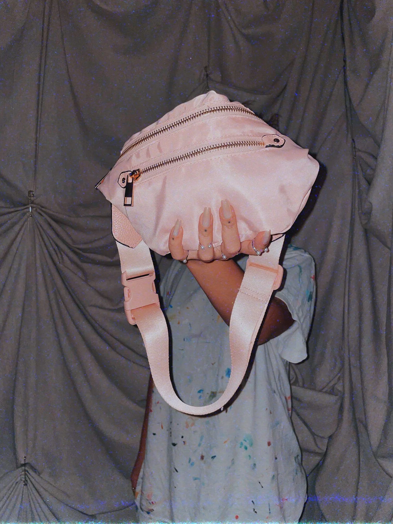 1 satin pink fanny pack - ennis process artist ego death estate sale fashion style consignment thrifting.jpg