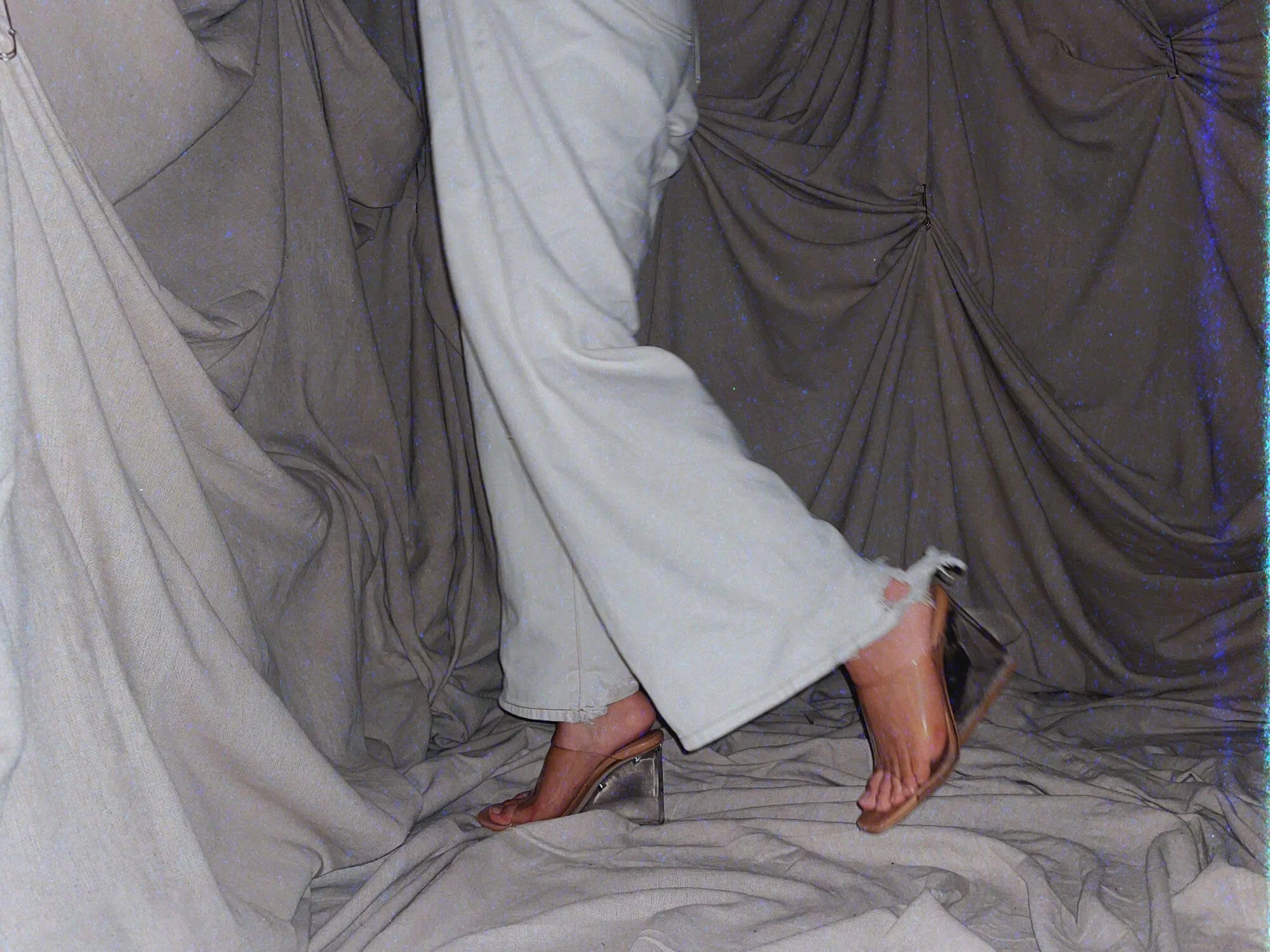 3 Semi Invisible Heels - transparent clear womens wedge open toe shoes worn uses small - ennis process artist ego death estate sale fashion style consignment thrifting.jpg