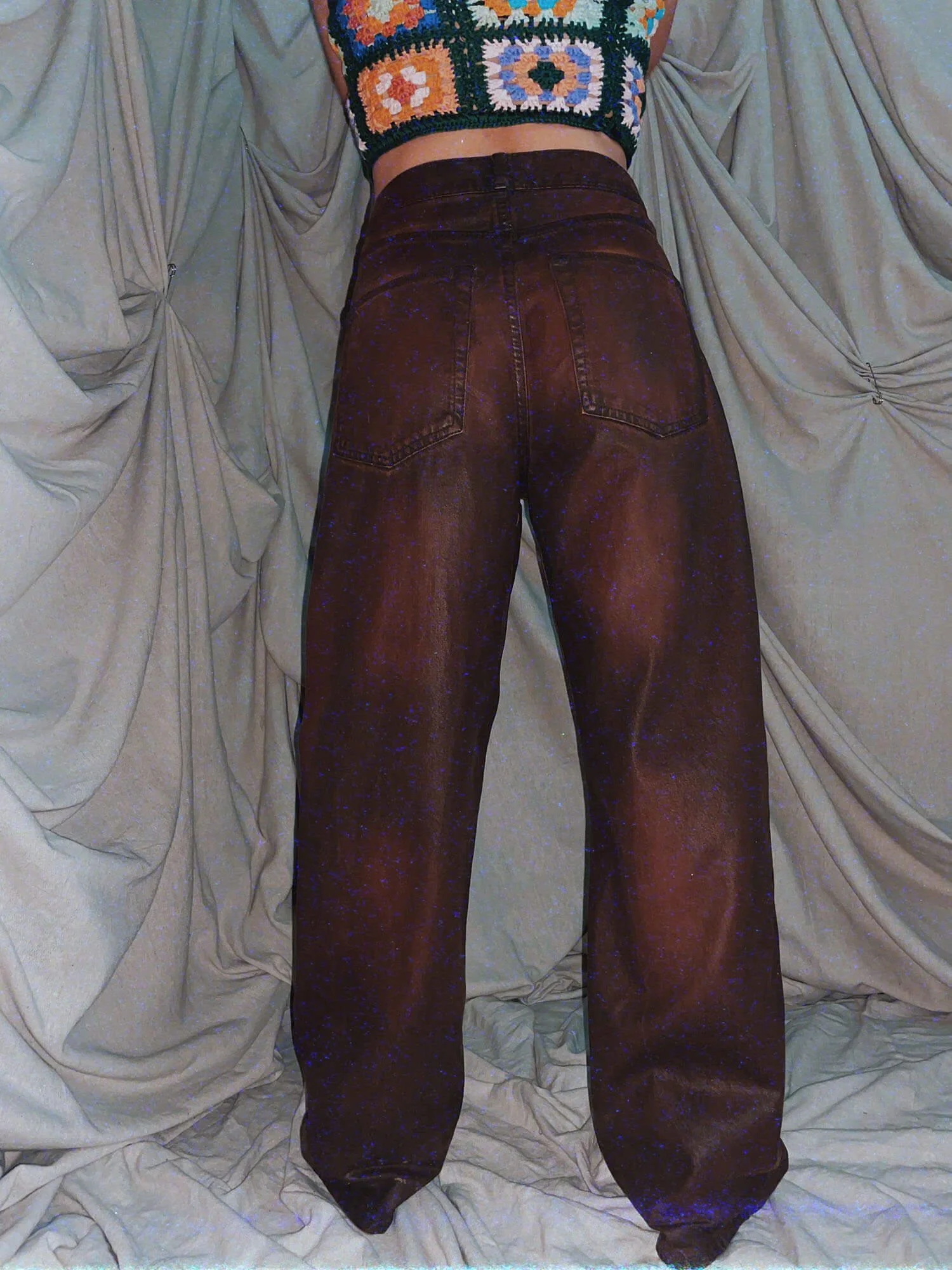 1 Brown Wash Boyfriend Jeans - womens brown boot cut jeans denim wide leg pants - ennis process artist ego death estate sale fashion style consignment thrifting.jpg