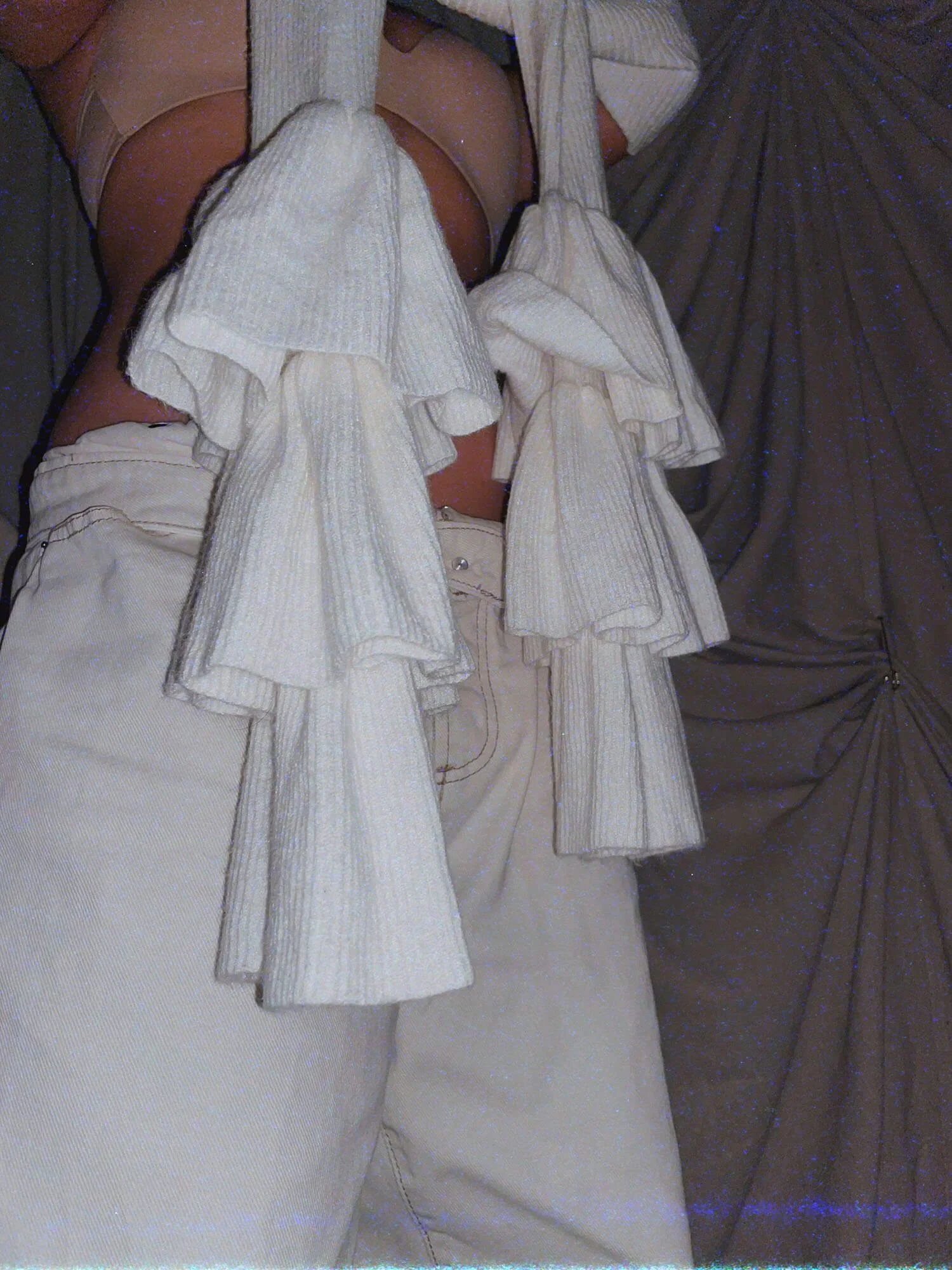 3 Prince's Casual Sweater - white knit sweater layered ruffle cuffs long sleeves exaggerated pirate costume - ennis process artist ego death estate sale fashion style consignment thrifting.jpg