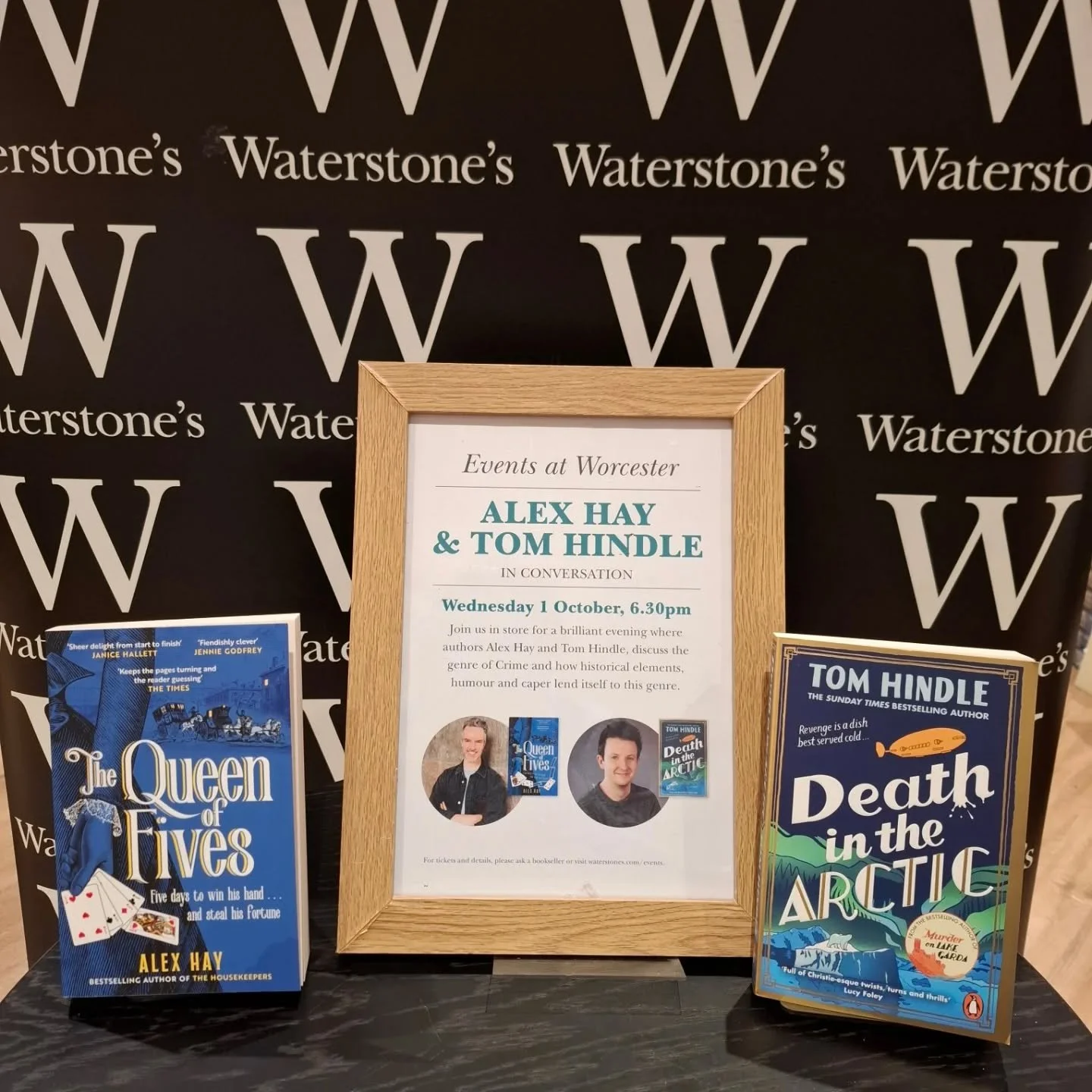 Absolutely fantastic evening at @waterstones_worcester listening to these fabulous beings and catching up just a tiny bit. 

Alex, Tom, you were brilliant as was the super interviewer who I very remissly didn't catch a name for. 

@alexhaybooks
@tom.
