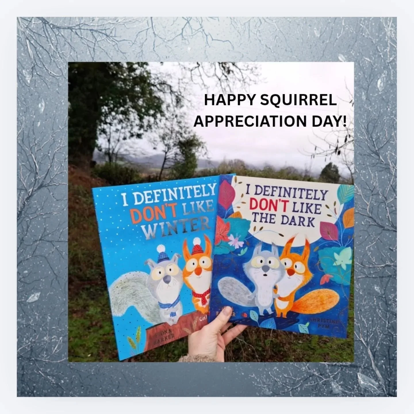 Today is apparently #NationalSquirrelAppreciationDay It is also both dark and wintery outside. 
So I thought I'd share my 2 favourite squirrels with you. 

Meet Hank and Hoog - stars of:
I Definitely Don't Like Winter
I Definitely Don't Like the Dark