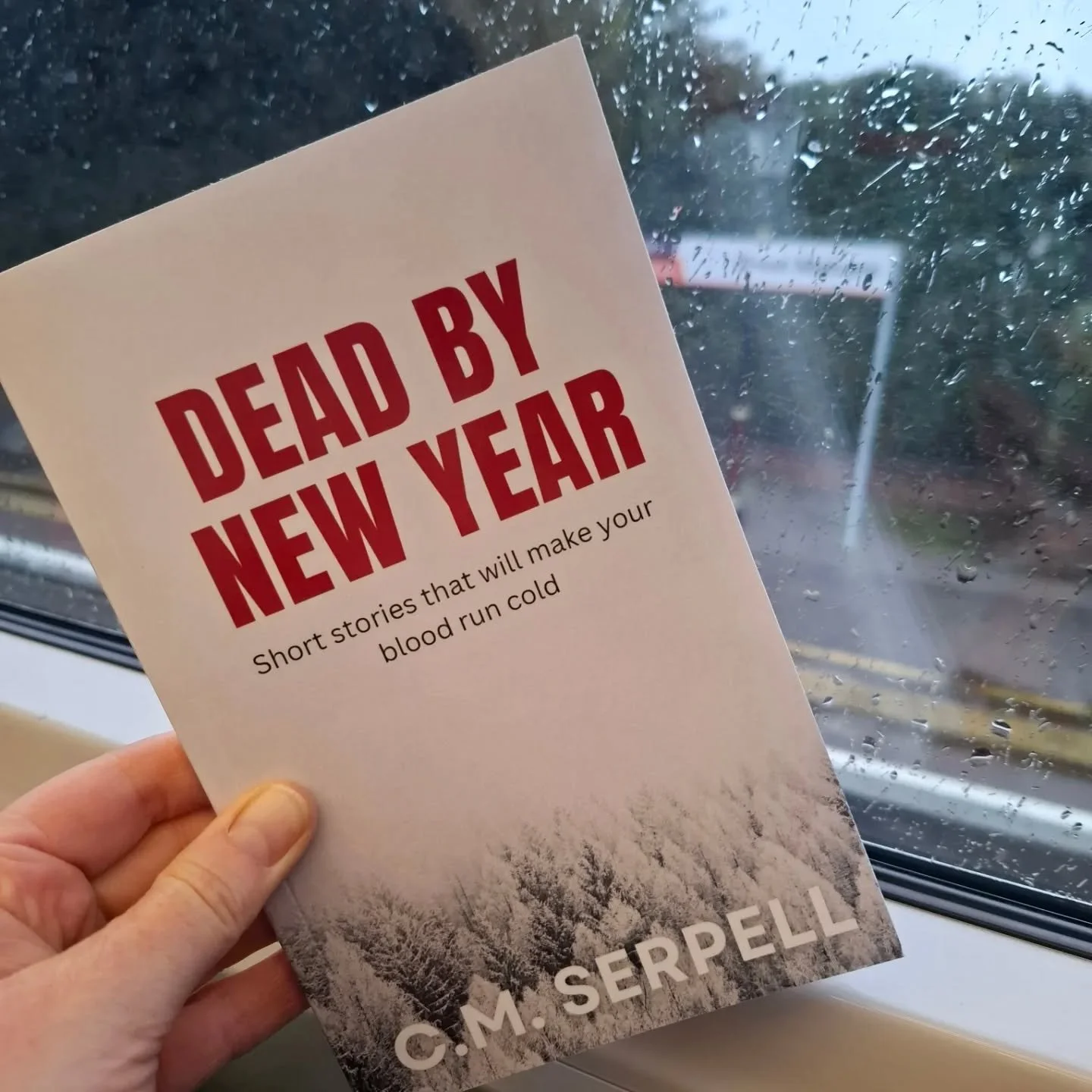 Wet train journey made all the better for this little gem. 
Bite sized crime stories to make your toes curl!! 

#DeadByNewYear @cmserpellauthor 
☠️🩸😱