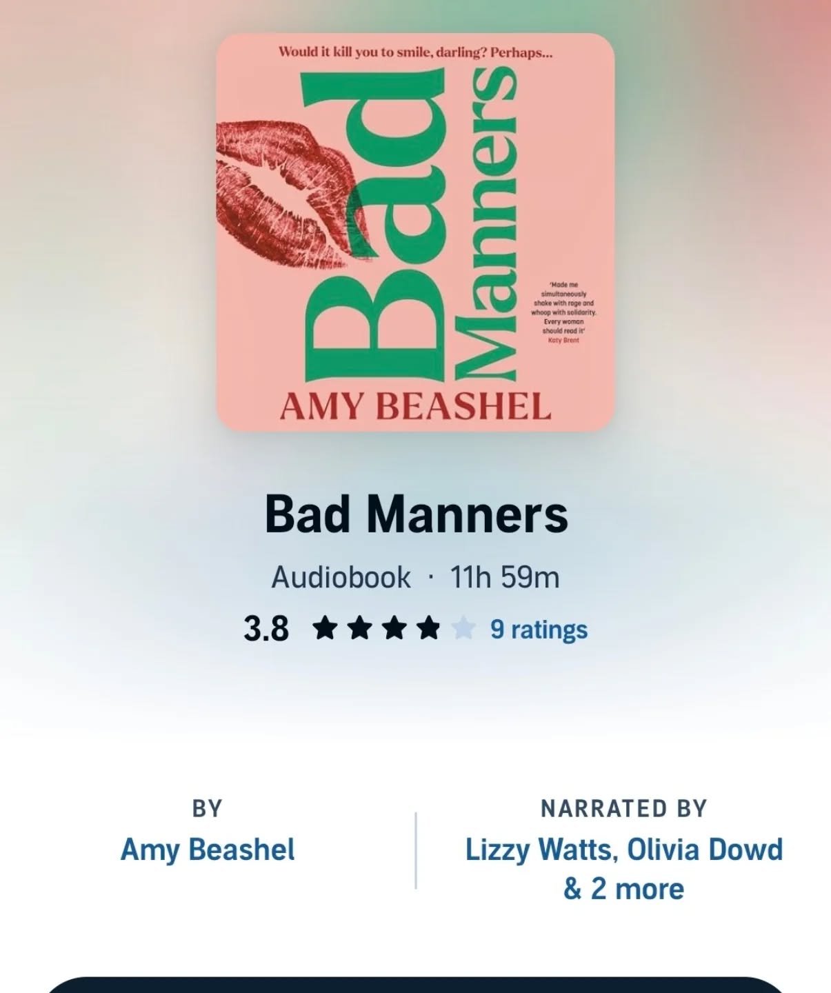 Just finished....
 #BadManners 
By @beashelwrites 

Such strong characters
Really vital message aligned with #MeToo
Current and topical
Empowering
Multiple PoV makes this SUCH an interesting read. Especially good to hear a father's PoV.
Twists stereo