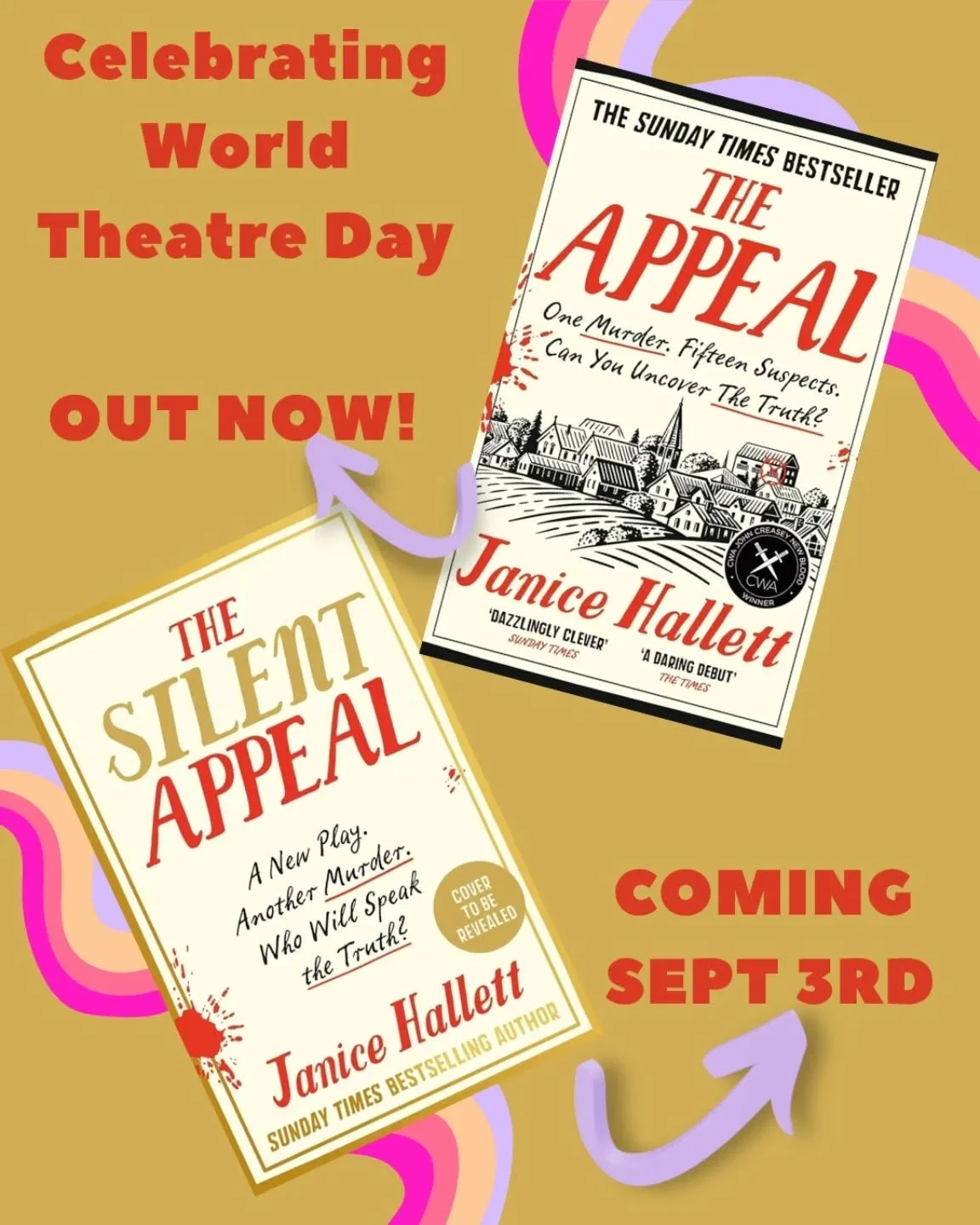 Happy #WorldTheatreDay to you all!

Most especially to the very talented, very lovely @janice.hallett who brought us the marvellously clever #TheAppeal
If you haven't yet read then I suggest you join the 250,000 who have!

Such a clever twist on a tr