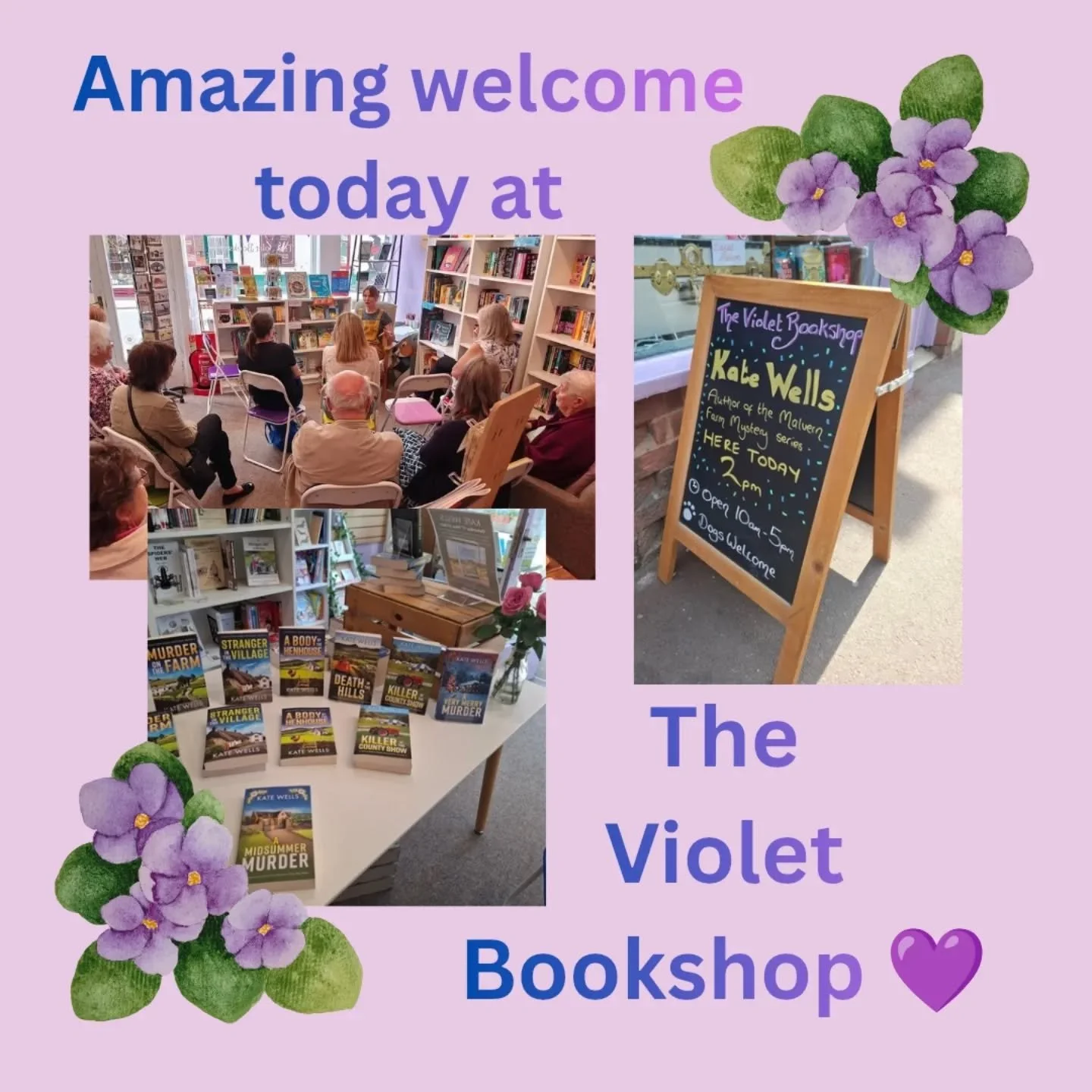 Thank you so much to the fabulous Sian at @the_violet_bookshop in Upton-Upon-Severn for hosting an event this afternoon. 
And to everyone who came and chatted books, writing, farming and murder with me! 

Indie bookshops really are the best!! 

Do ma