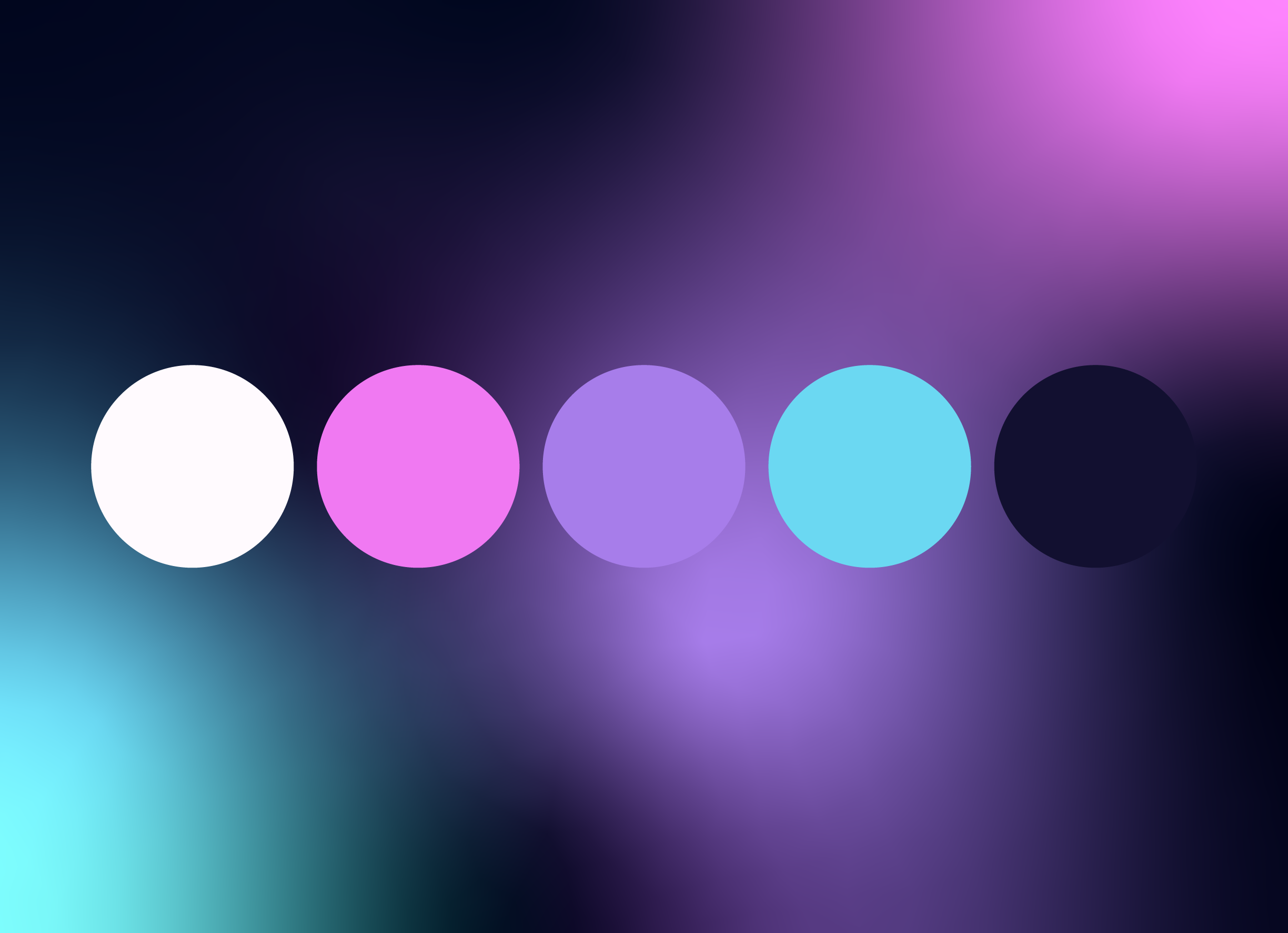 Paleta de colores con tonos blanco, rosa, lila, azul y negro sobre fondo difuso en tonos de azul y morado.