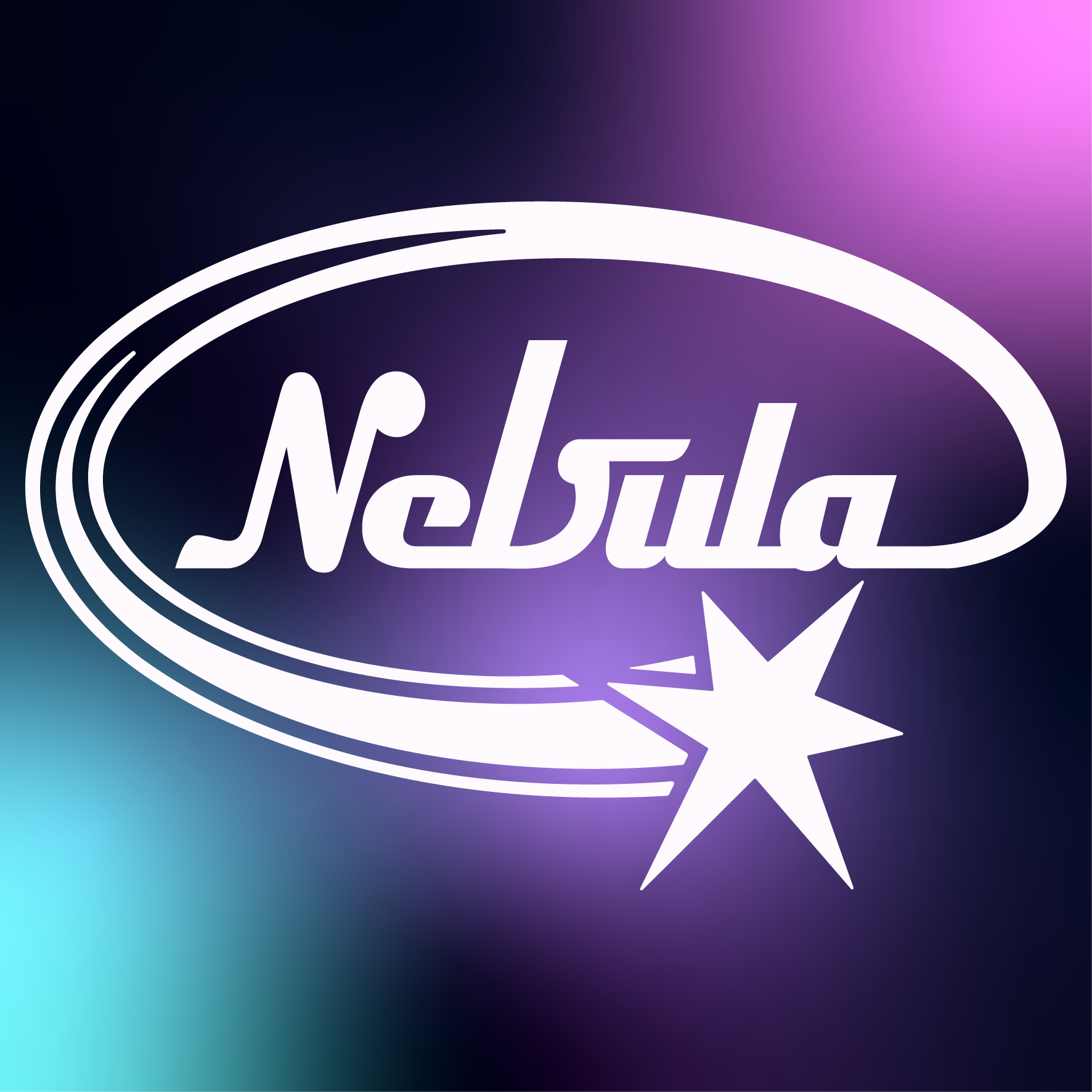 Logotipo de Nebula con fondo de colores vibrantes